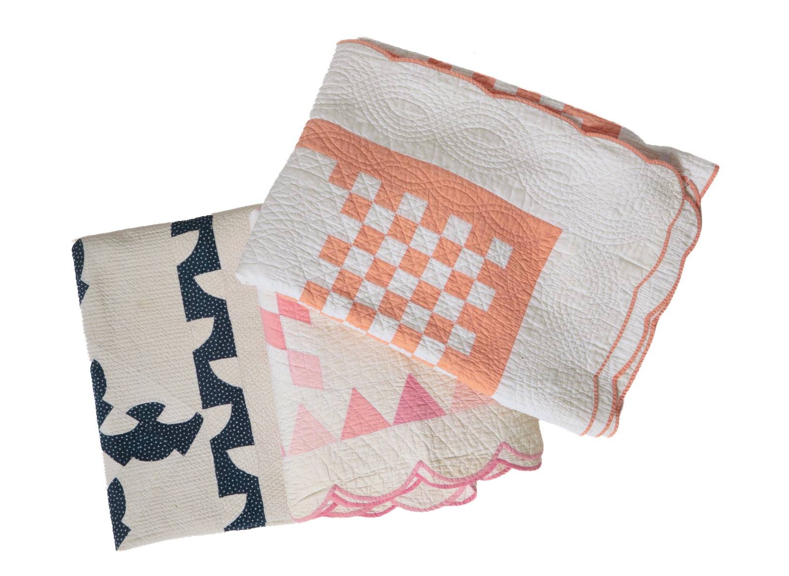 THREE PIECED COTTON QUILTS. (1 of 14)