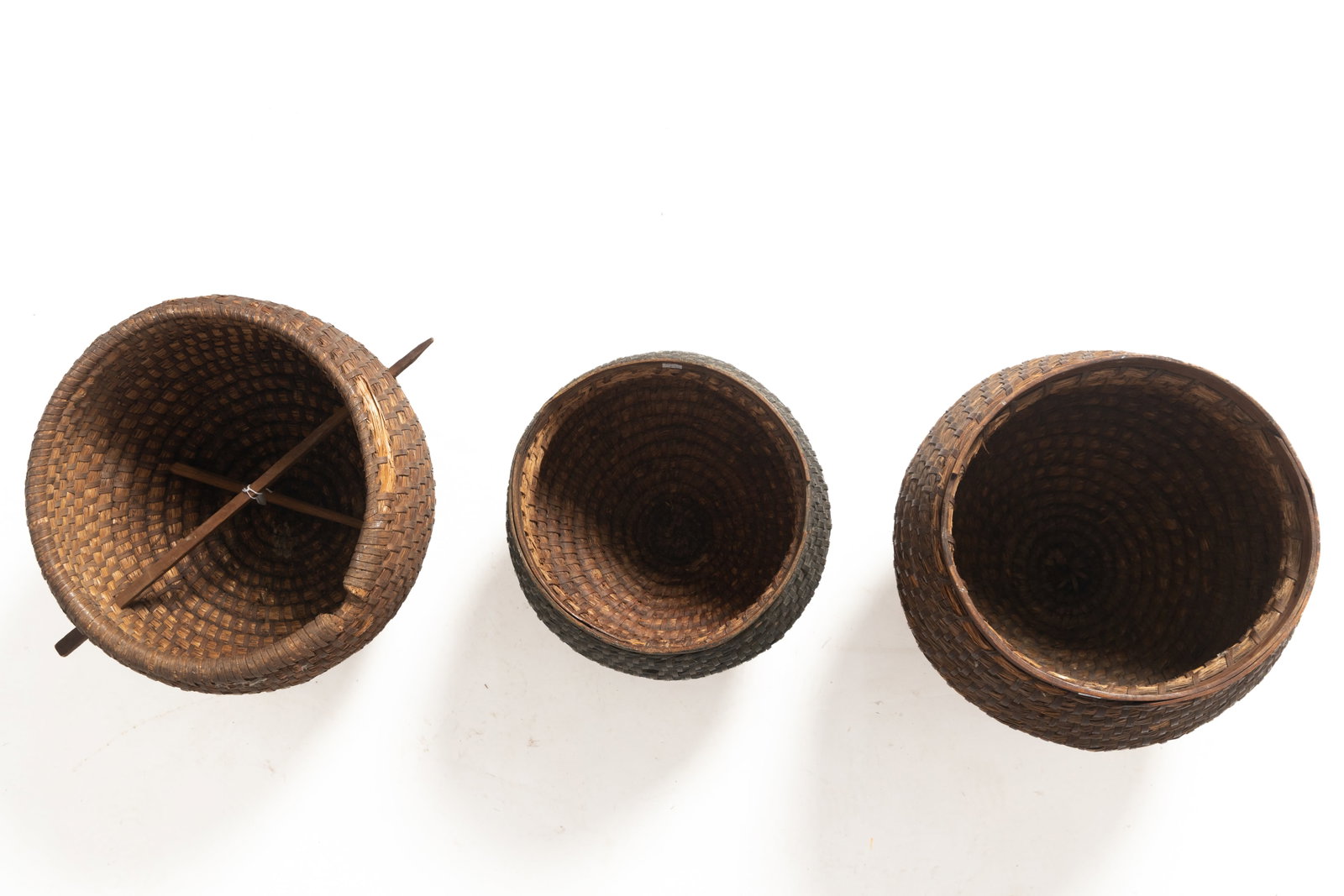 THREE RYE STRAW BEE SKEPS. - 2