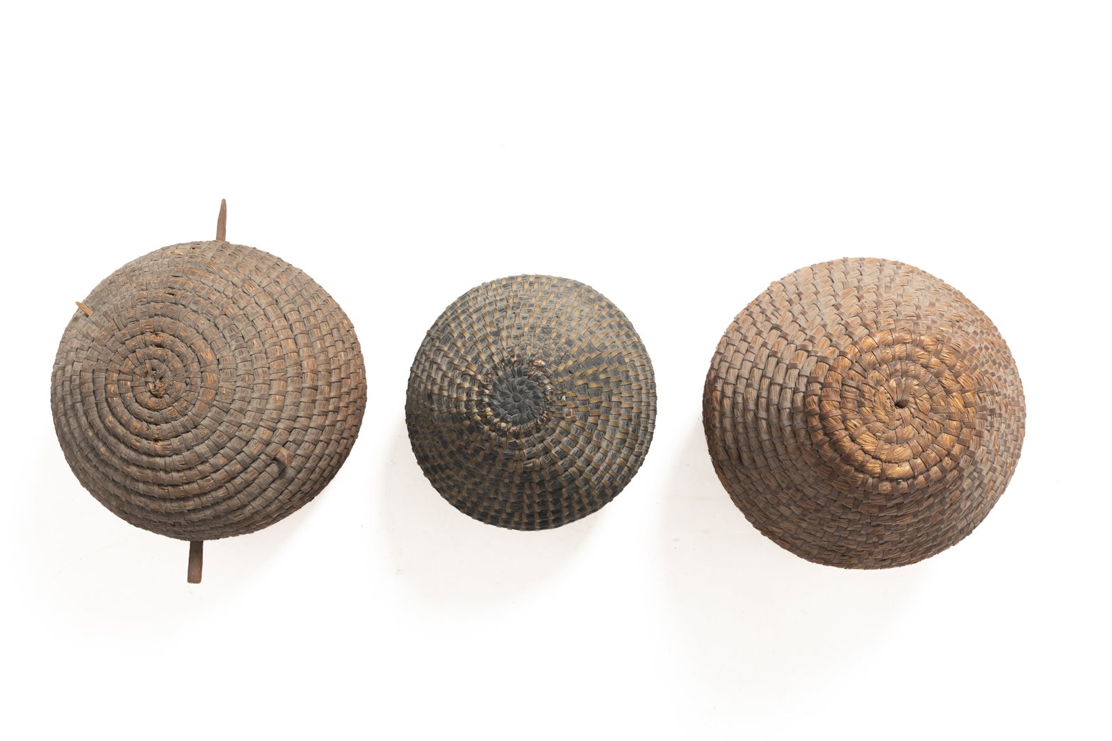 THREE RYE STRAW BEE SKEPS. - 3