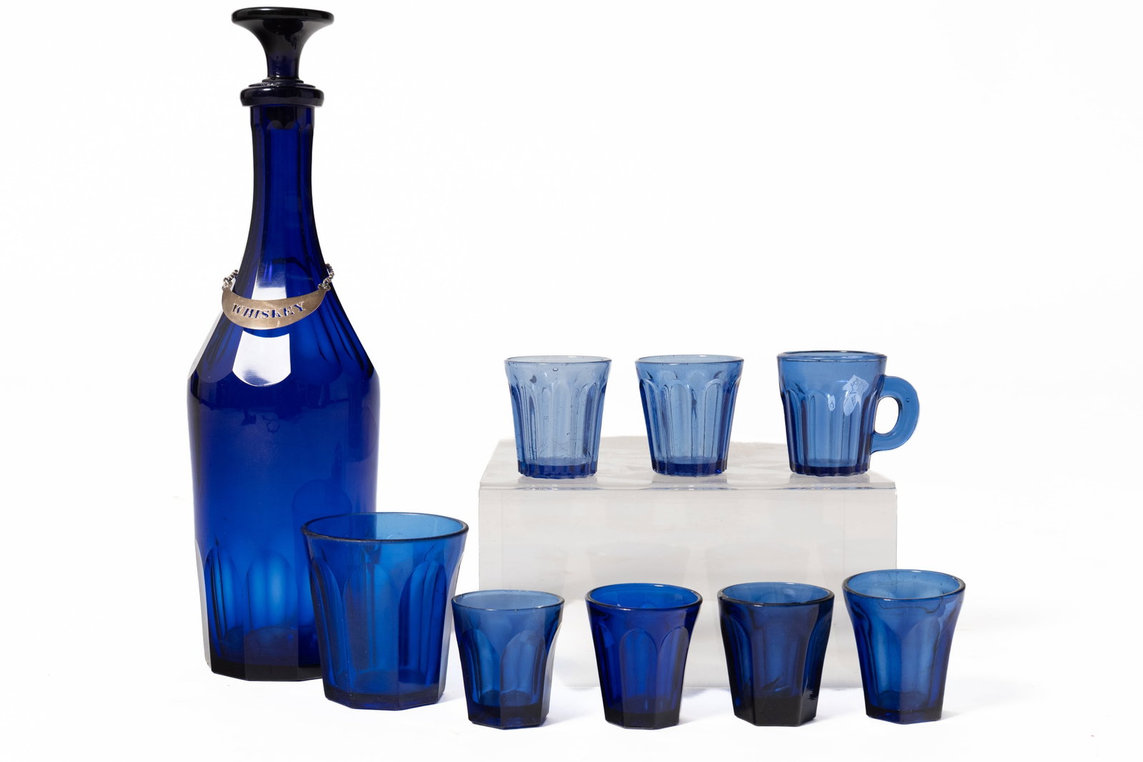 NINE PITTSBURGH, PENNSYLVANIA COBALT GLASS ITEMS. (1 of 7)