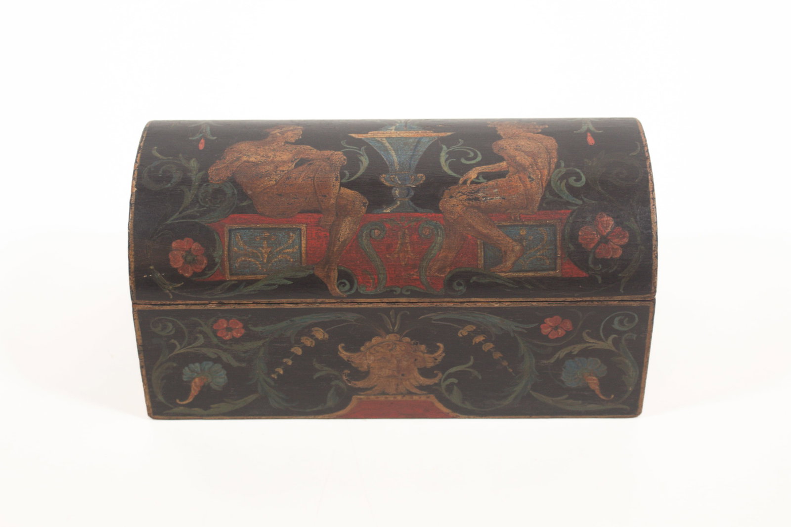 ENGLISH PAINT-DECORATED DOME-TOP DOCUMENT BOX WITH ORIGINAL PAINT. (1 of 7)