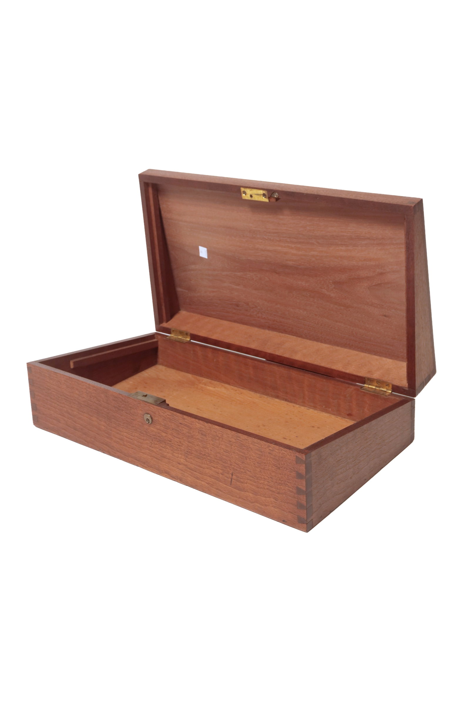 THREE DOVETAILED WALNUT BOXES WITH HINGED LIDS. - 16