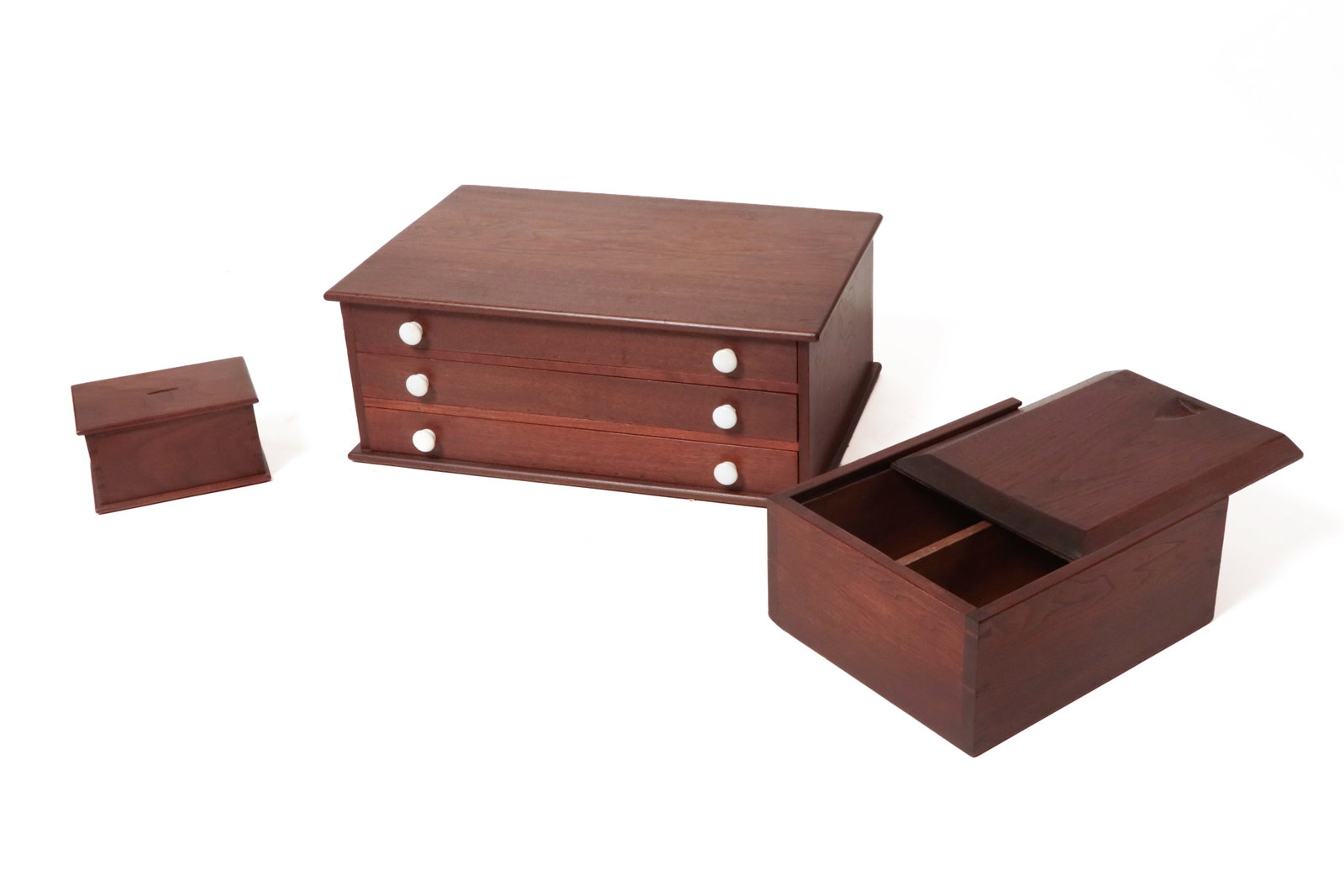 THREE WALNUT BOXES. (1 of 20)