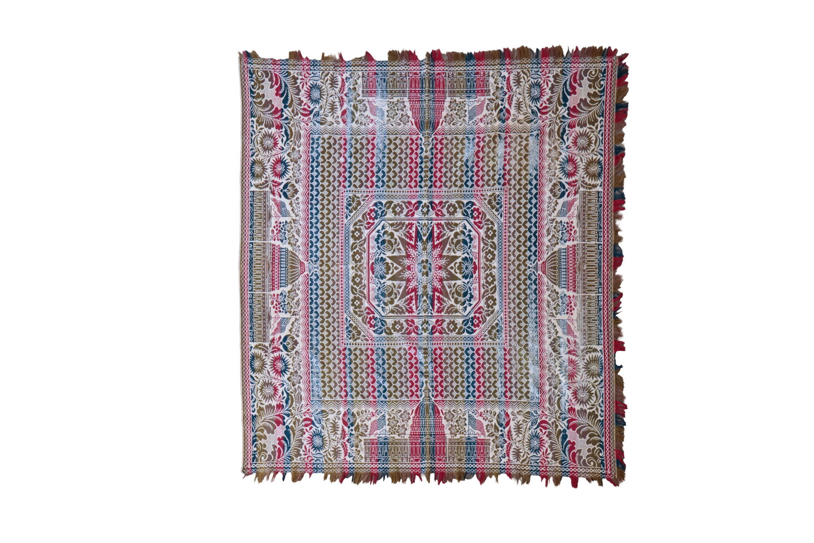 TWO JACQUARD SUMMER-WINTER COVERLETS. - 13