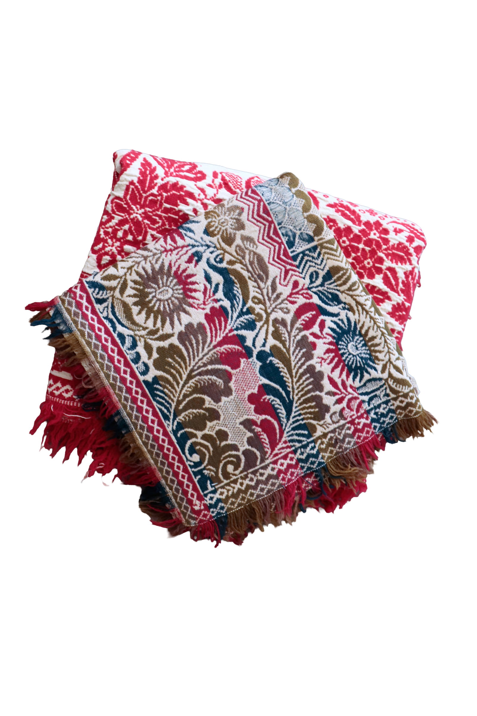 TWO JACQUARD SUMMER-WINTER COVERLETS. (1 of 14)