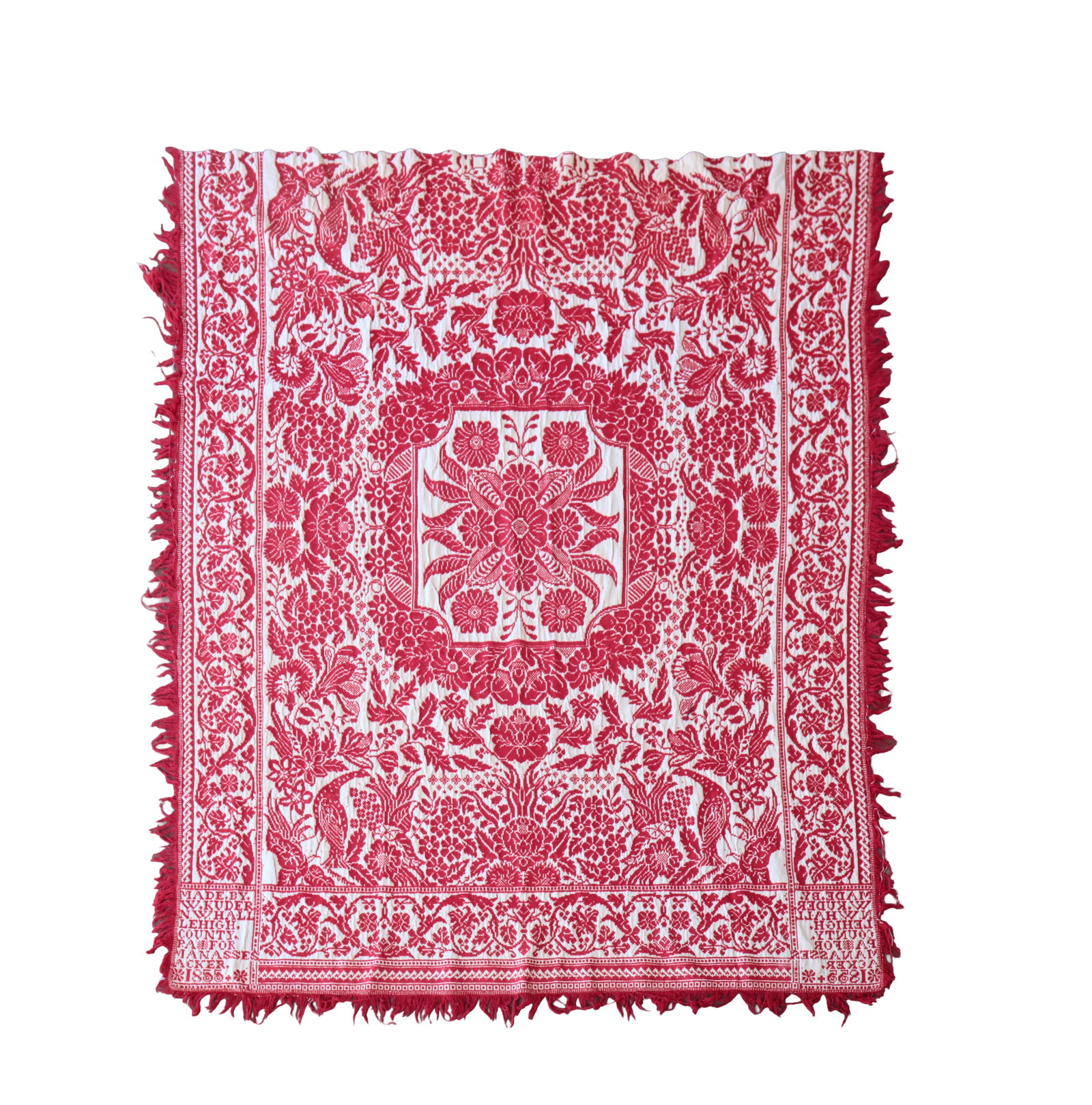 TWO JACQUARD SUMMER-WINTER COVERLETS. - 6