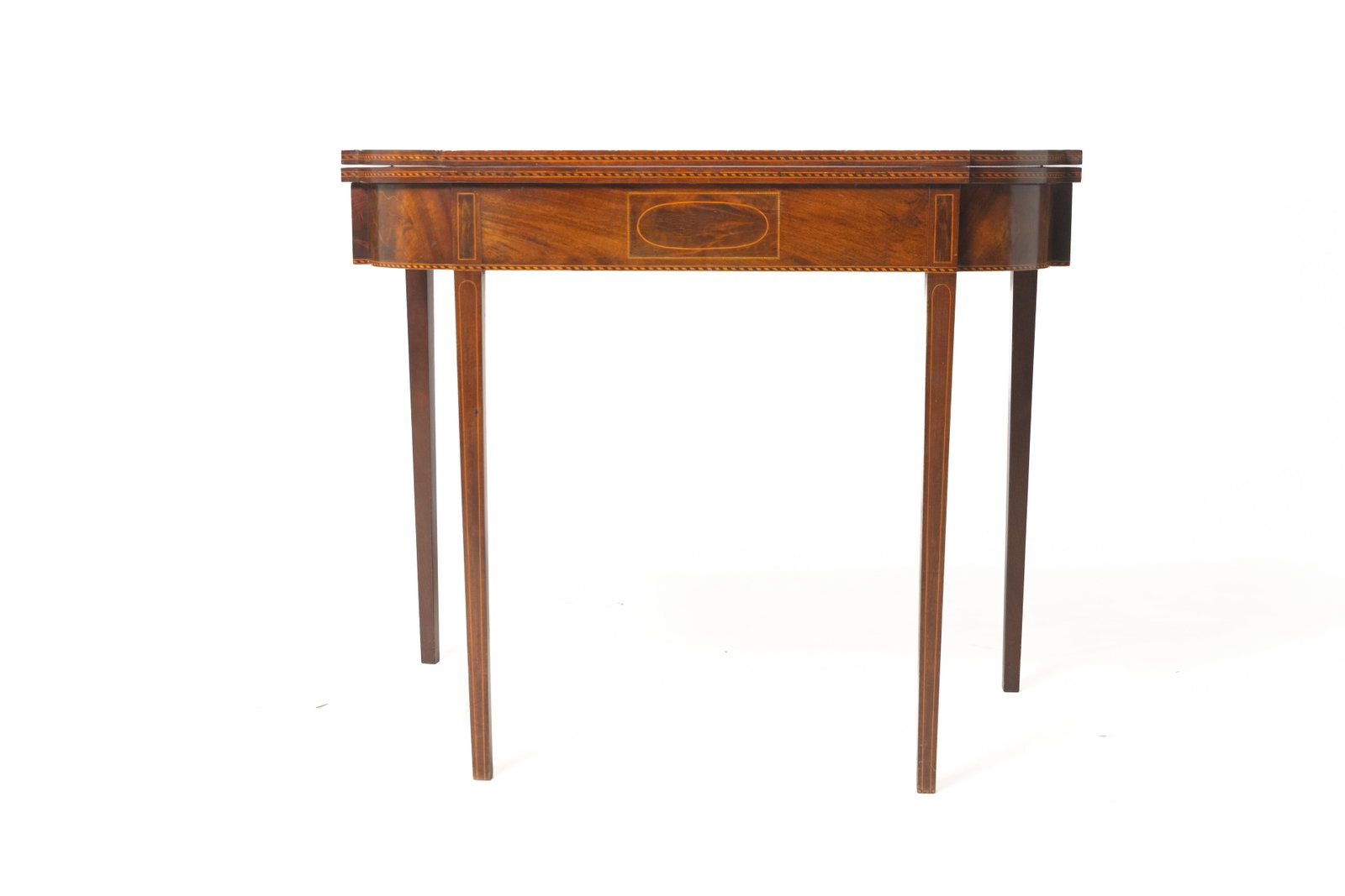 HEPPLEWHITE STYLE INLAID SWING-LEG GAMES TABLE. (1 of 10)