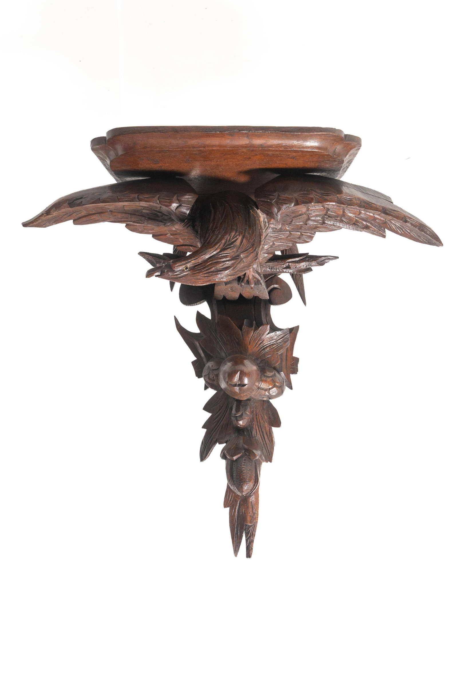 BLACK FOREST BRACKET SHELF WITH CARVED EAGLE. (1 of 5)