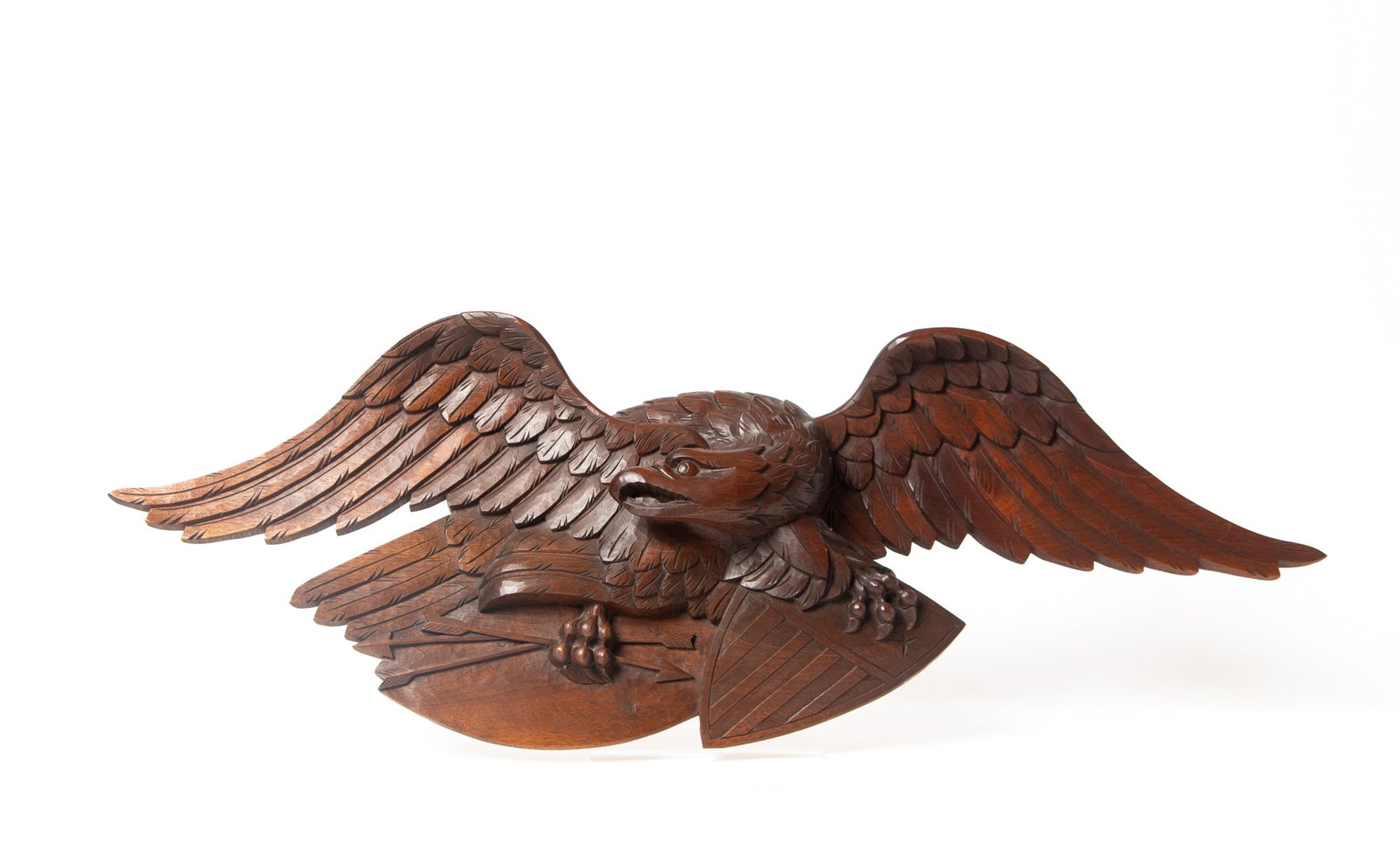 TWO CARVED SPREAD-WINGED EAGLES. - 3