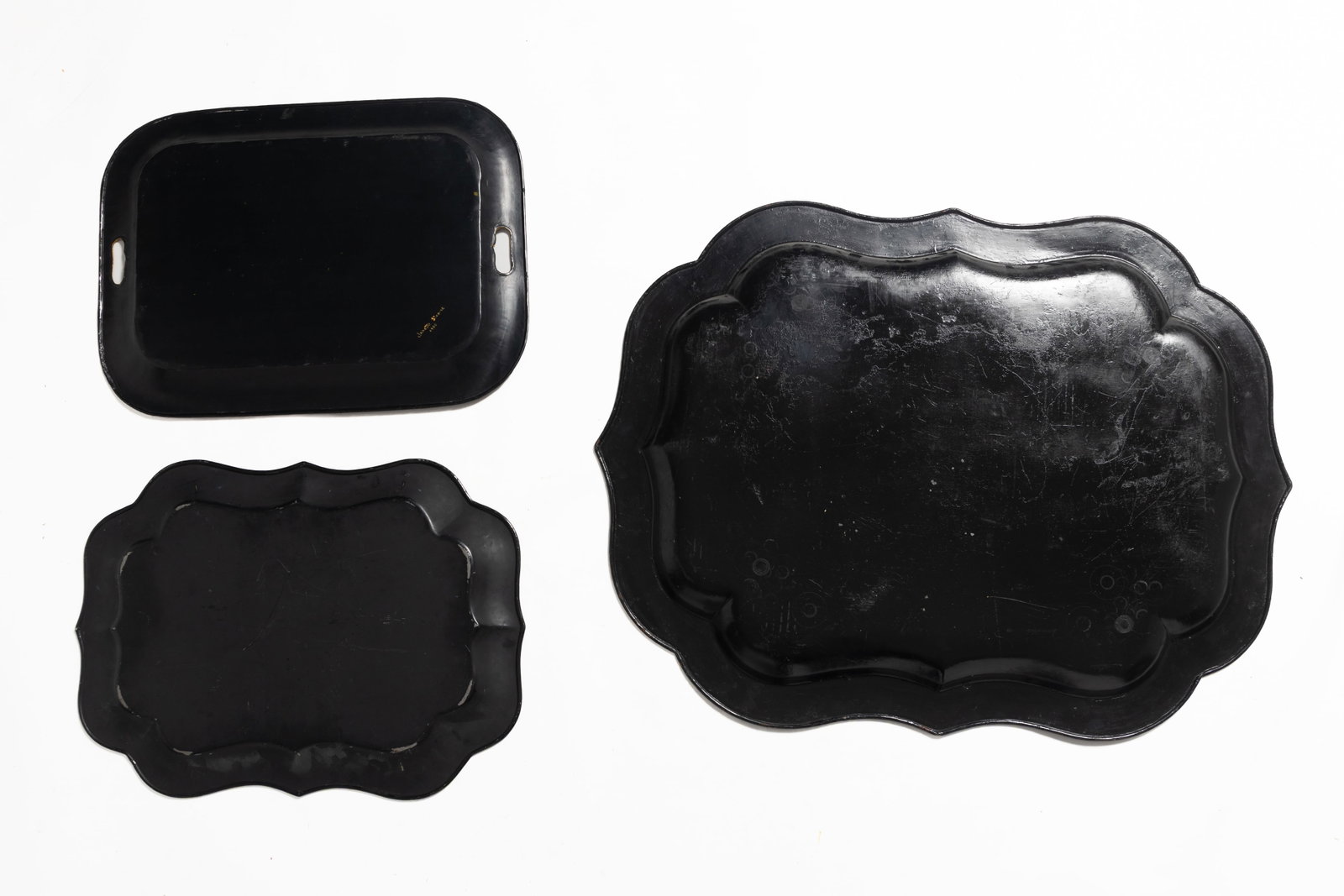 THREE TOLE TRAYS. - 8