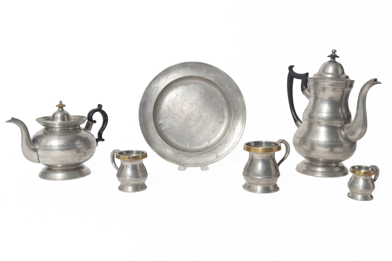 SIX PEWTER ITEMS. - 2