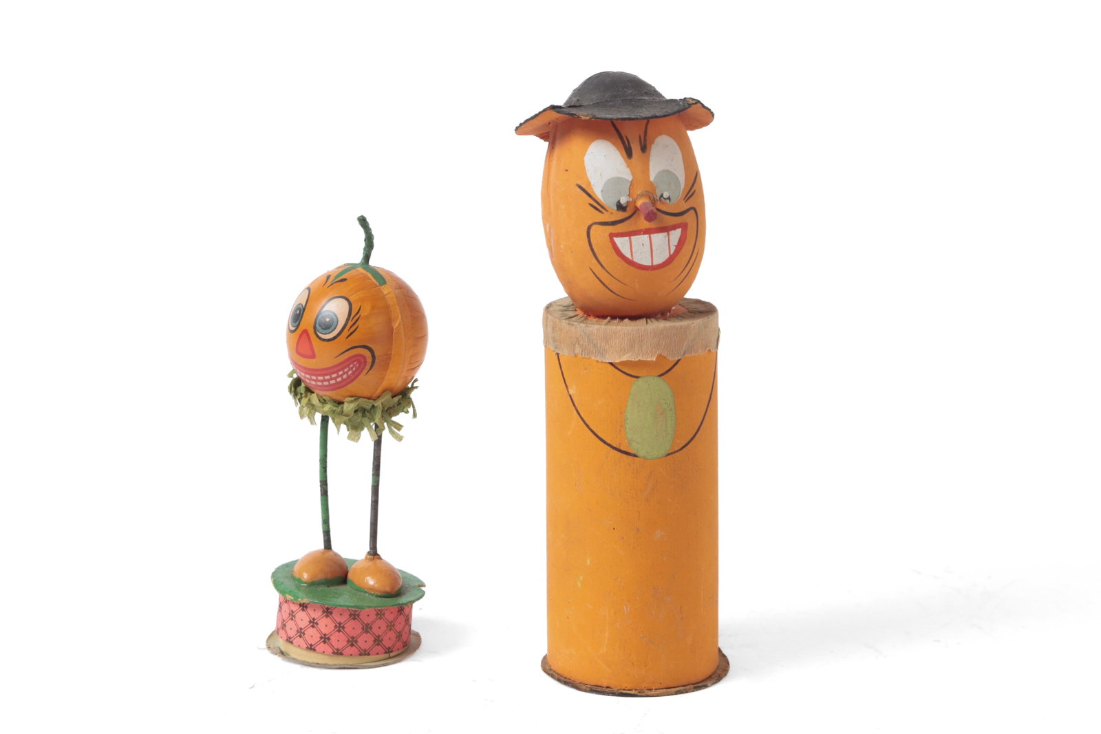 TWO STANDING PUMPKIN MAN CANDY CONTAINERS. (1 of 16)