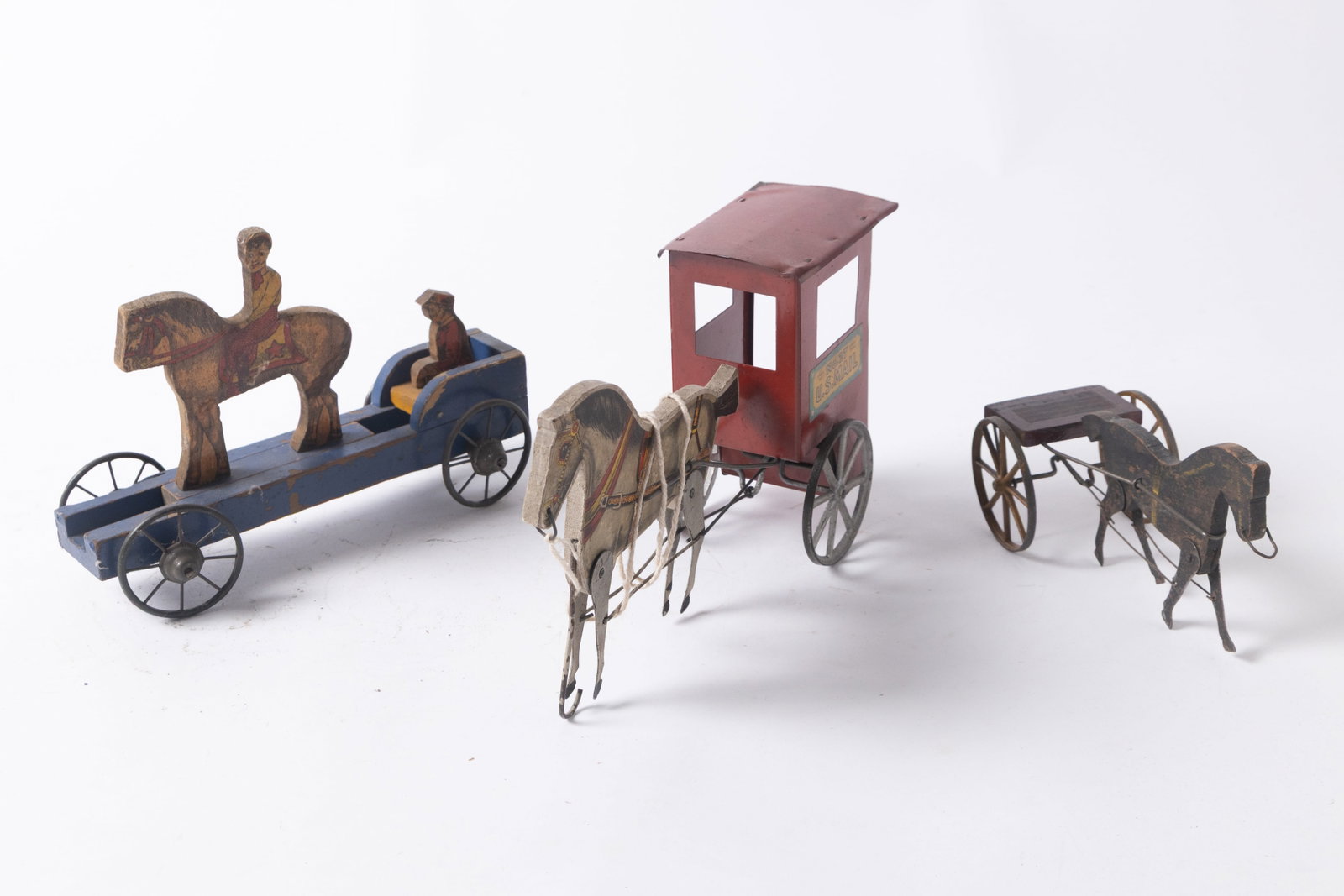 GIBBS TOYS (CANTON, OHIO) PRESSED STEEL U.S. MAIL CART WITH HORSE, "PACING BOB" HORSE AND CART (1 of 20)