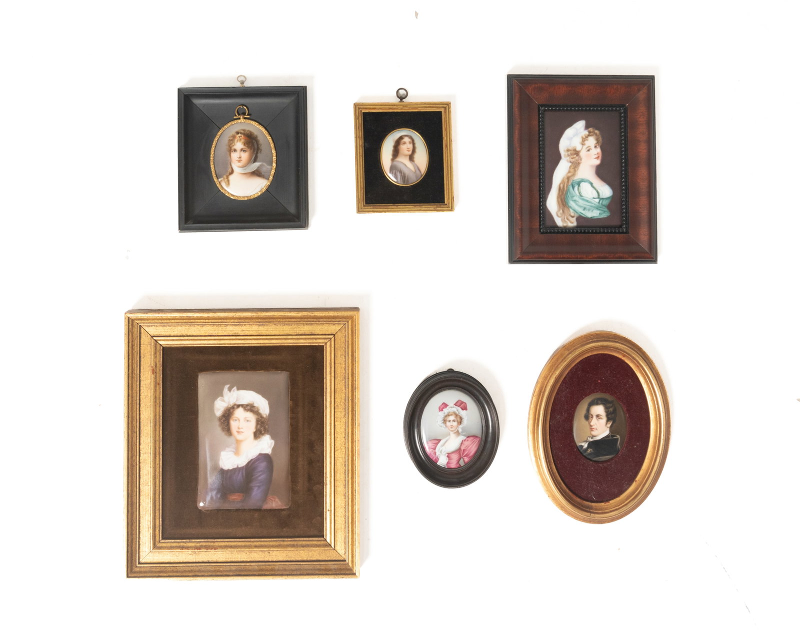 SIX HAND-PAINTED PORTRAITS ON PORCELAIN. (1 of 5)