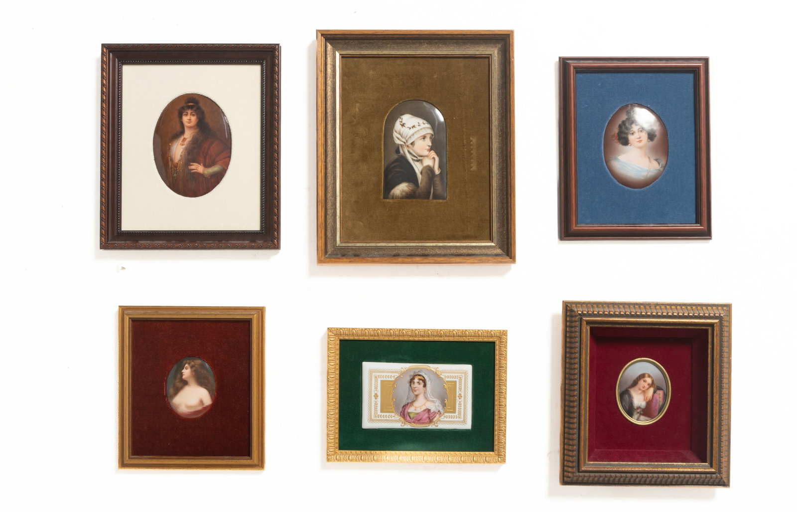 SIX HAND-PAINTED PORTRAITS ON PORCELAIN. (1 of 8)