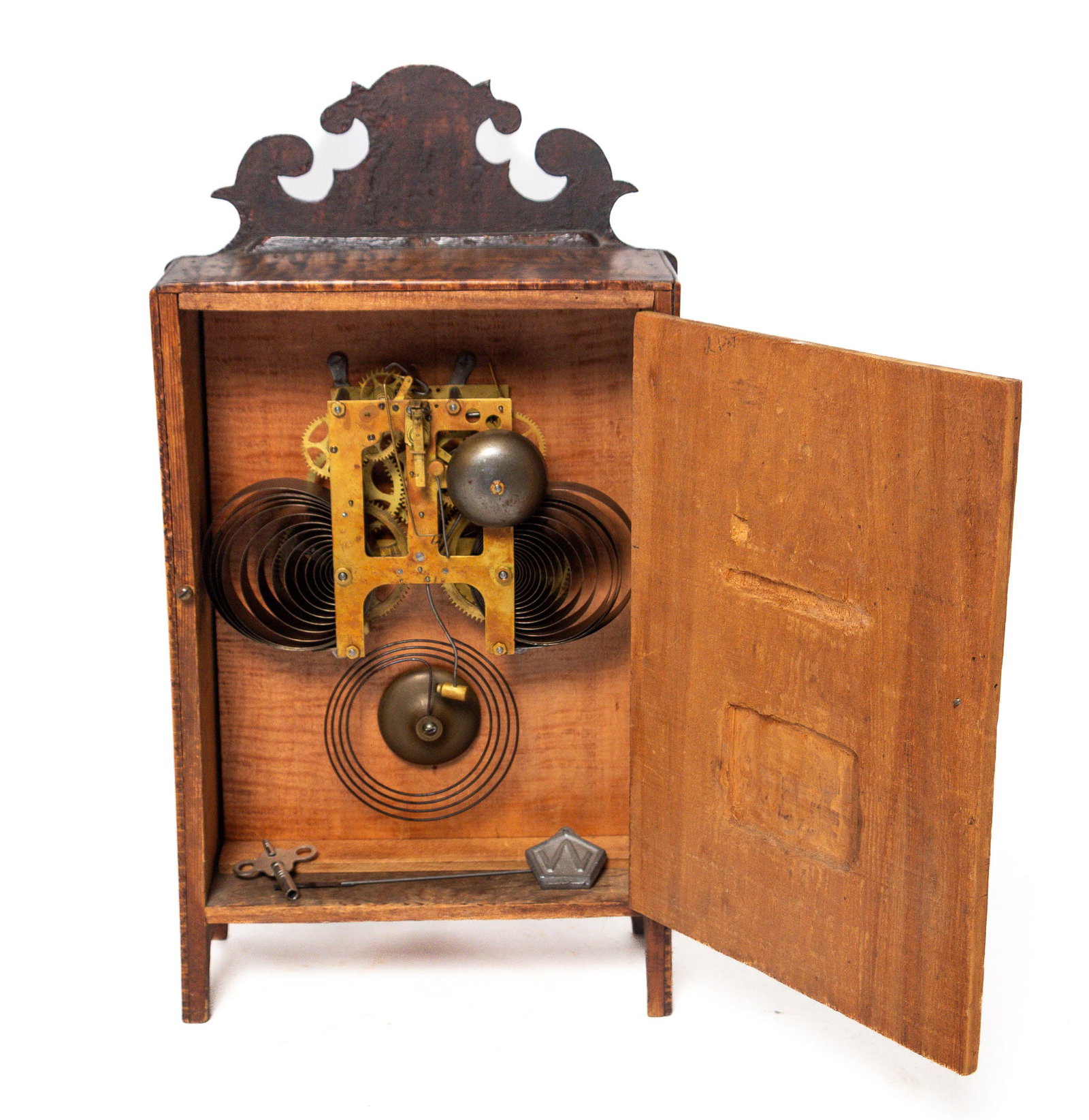 THREE TIGER MAPLE ITEMS, INCL. SHELF CLOCK. - 7