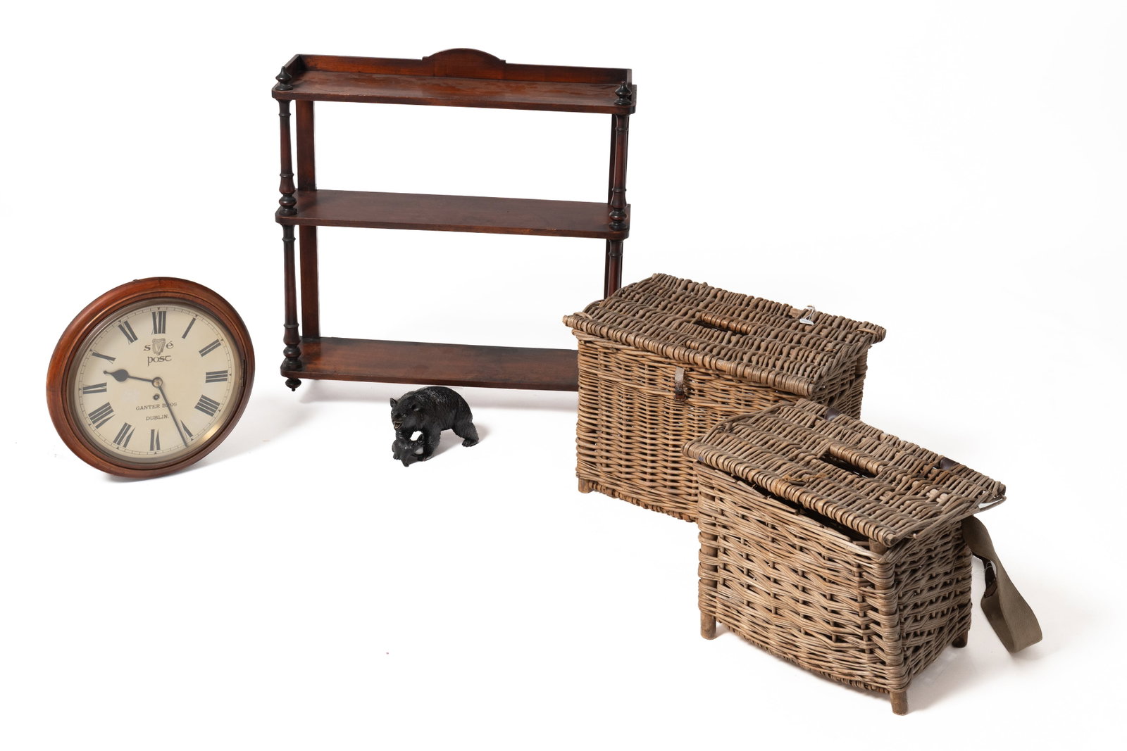 ECLECTIC LOT OF FIVE ITEMS, INCL. GÜNTER BROTHERS (DUBLIN, IRELAND) WALL CLOCK. (1 of 9)