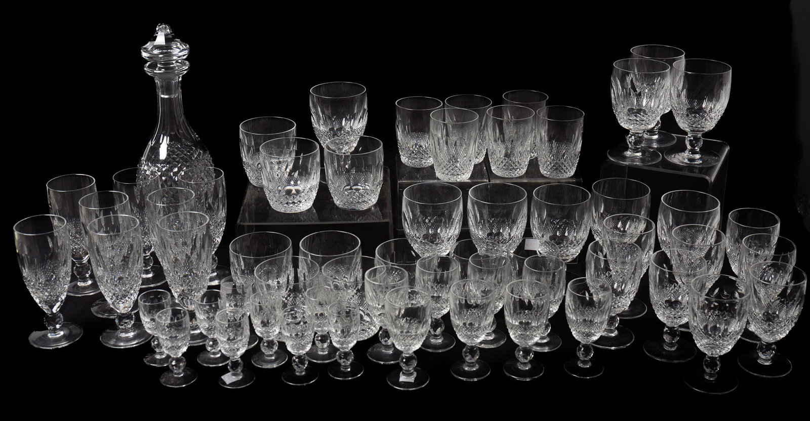 FIFTY-NINE WATERFORD "COLLEEN" PATTERN TABLE SERVICE ITEMS. (1 of 8)