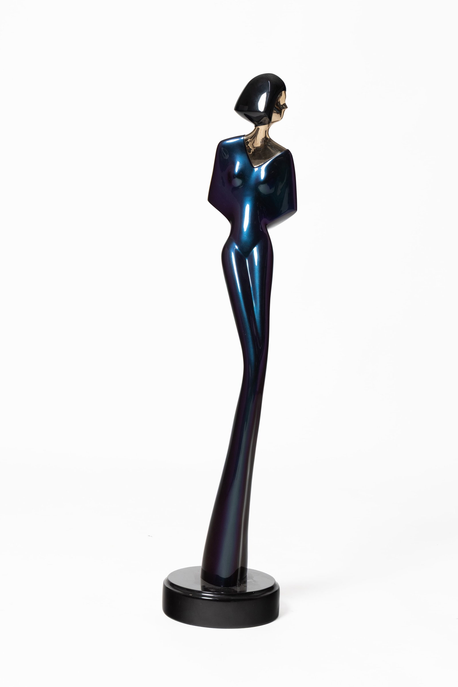 DAVID HOSTETLER (OHIO/MASSACHUSETTS, 1926-2015) "CAPE WOMAN" POLISHED BRONZE SCULPTURE. (1 of 7)