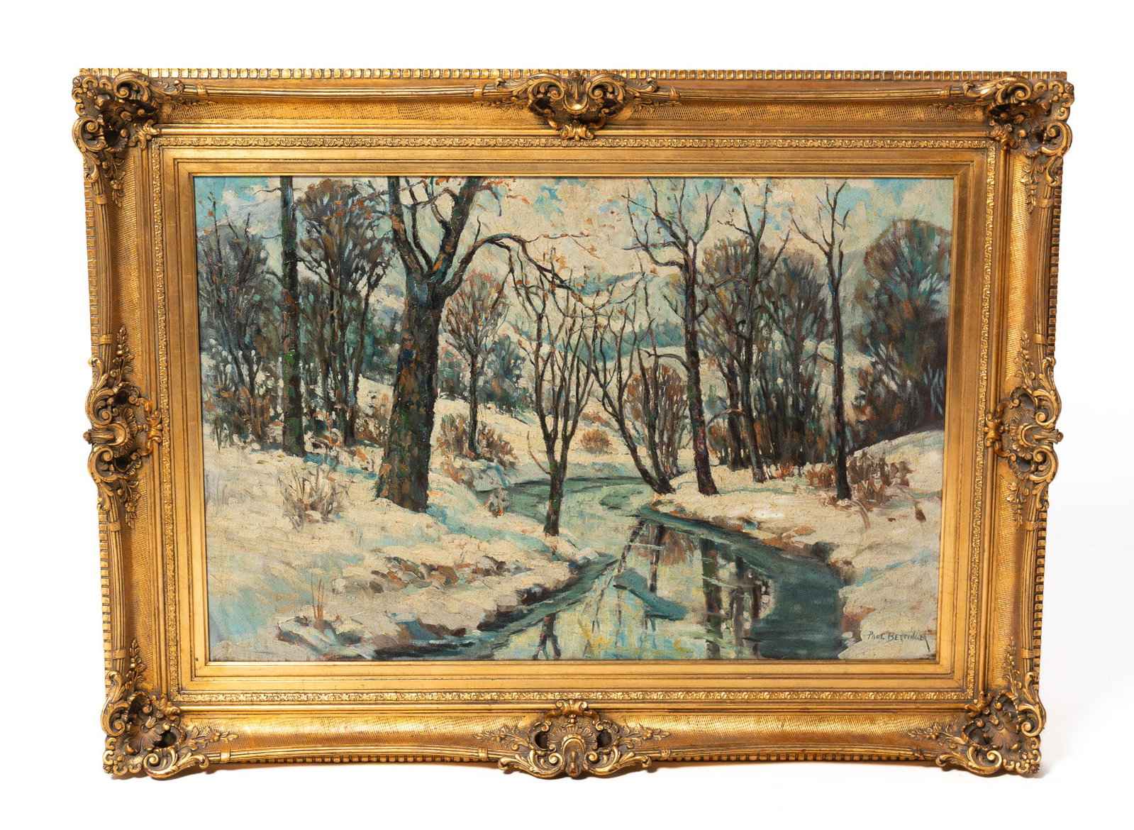 PAUL BETTINGER (OHIO, 1878-1947) WINTER LANDSCAPE OIL ON CANVAS. (1 of 4)