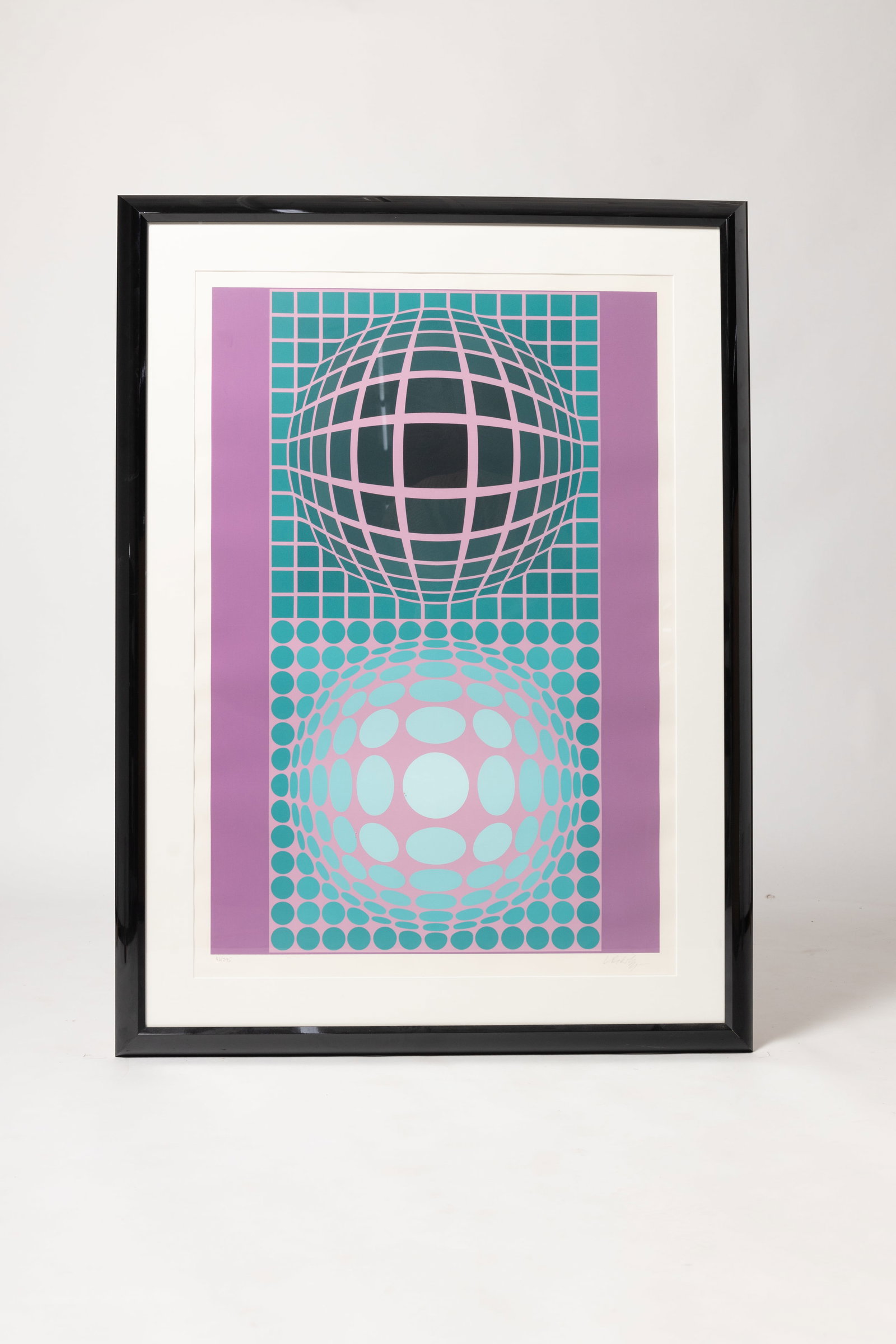 VICTOR VASARELY (HUNGARIAN-FRENCH, 1906-1997) "OLTAR-ZOELD" SIGNED SERIGRAPH. (1 of 4)