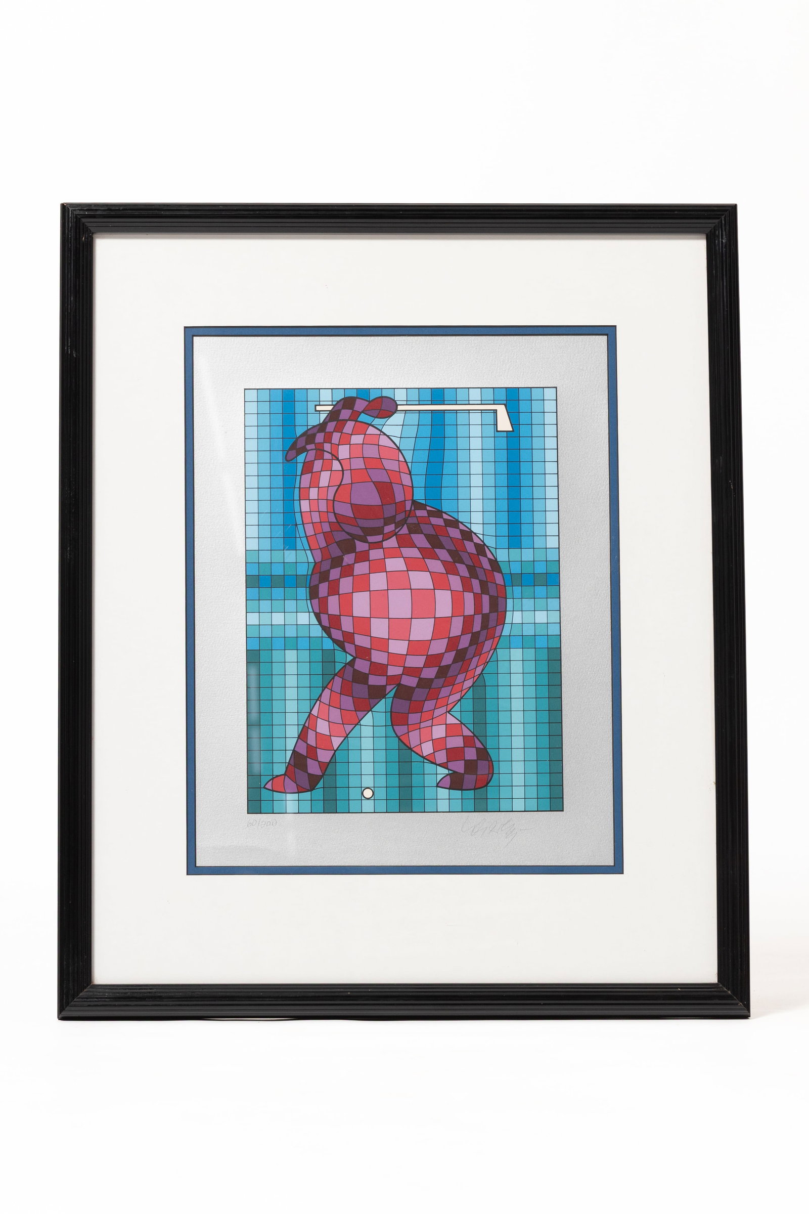 VICTOR VASARELY (HUNGARIAN-FRENCH, 1906-1997) "GOLFER" SIGNED SERIGRAPH. (1 of 3)
