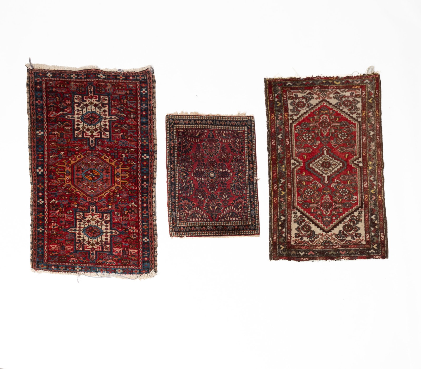 THREE ORIENTAL SCATTER RUGS. (1 of 6)