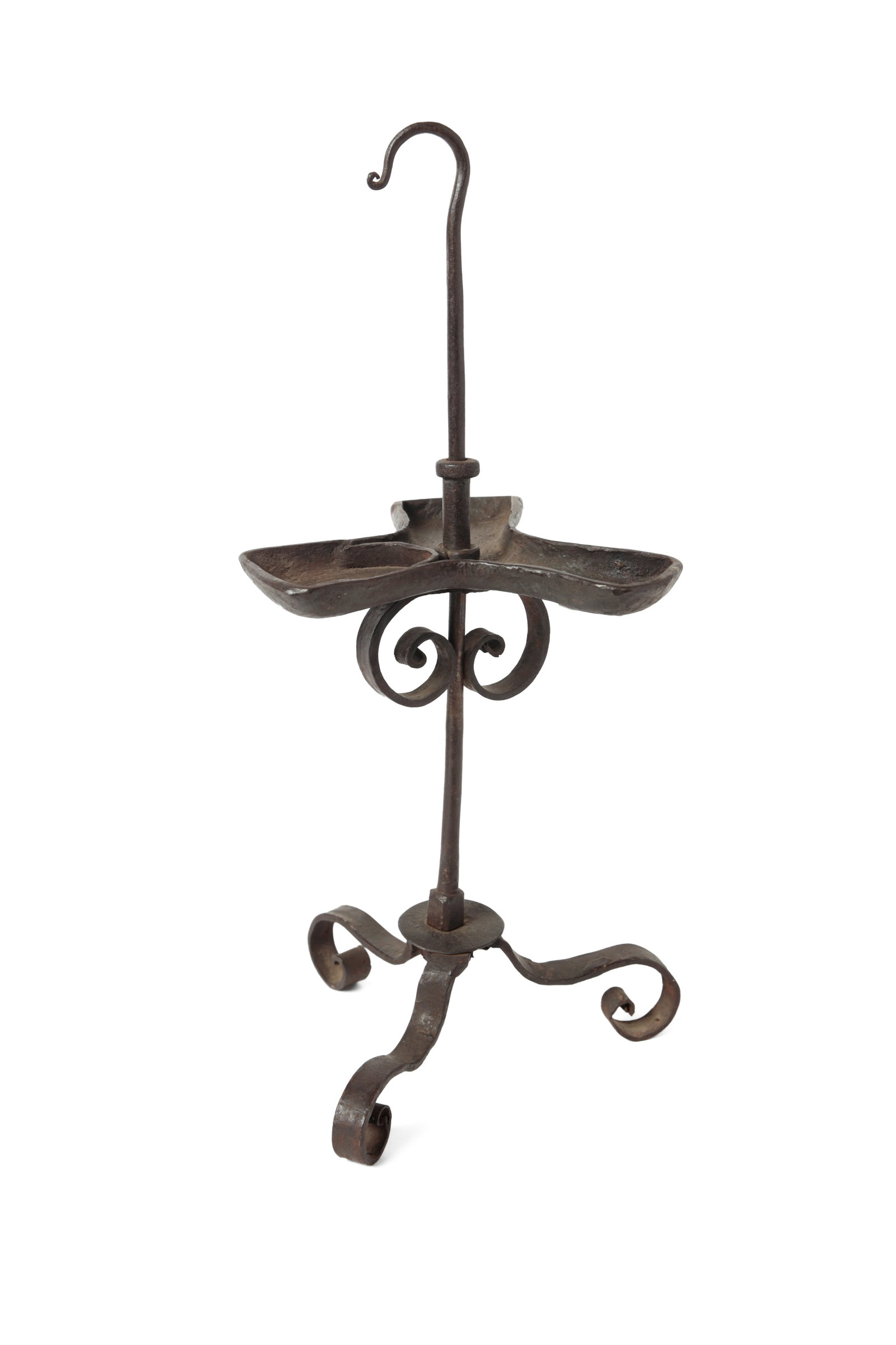 WROUGHT IRON HANGING GREASE LAMP. (1 of 10)