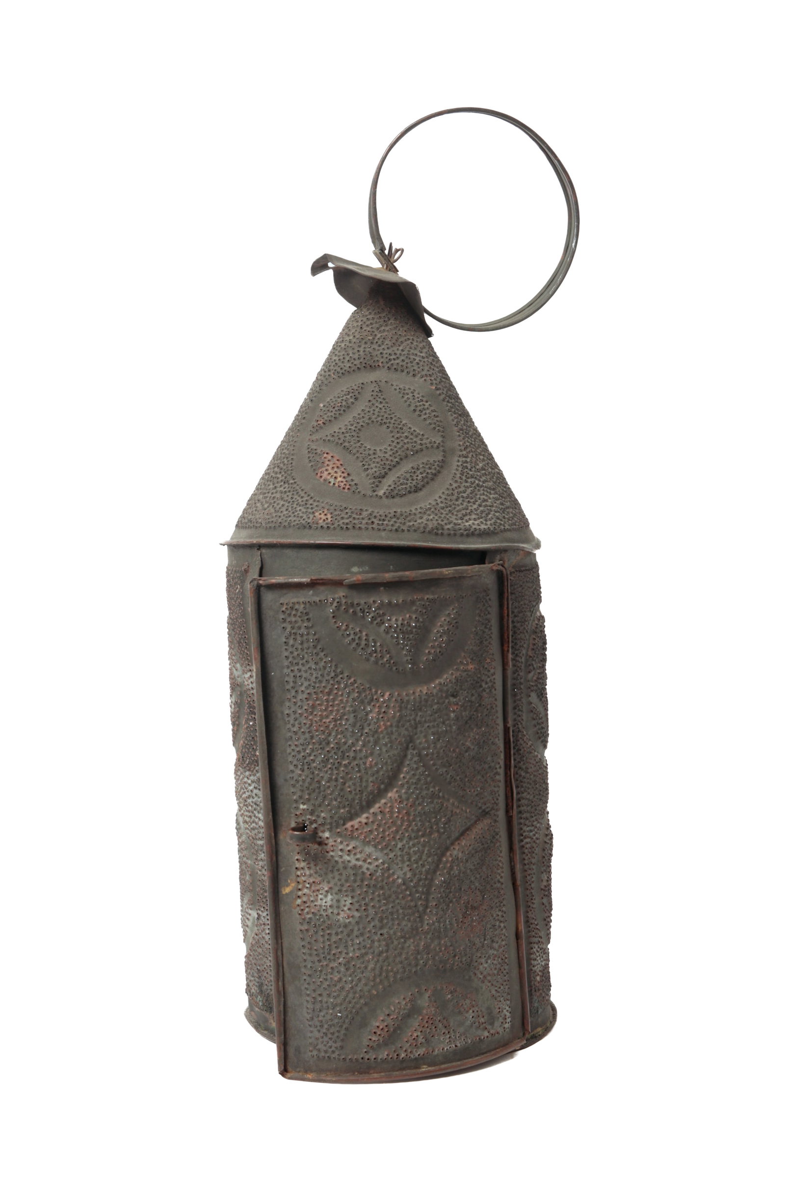 UNUSUAL PUNCHED BRASS REVERE-TYPE LANTERN. (1 of 9)