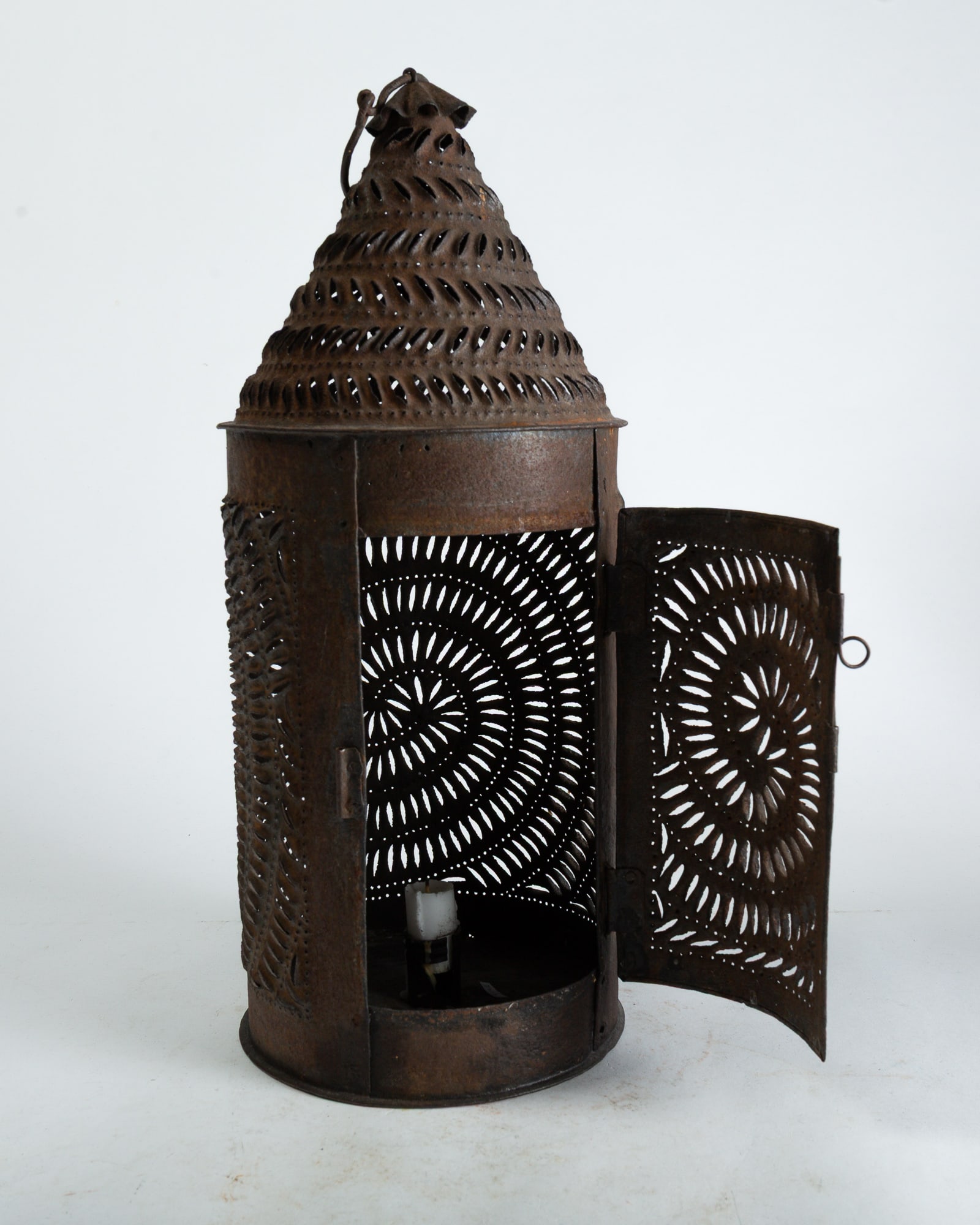 LARGE PUNCHED TIN LANTERN. - 2