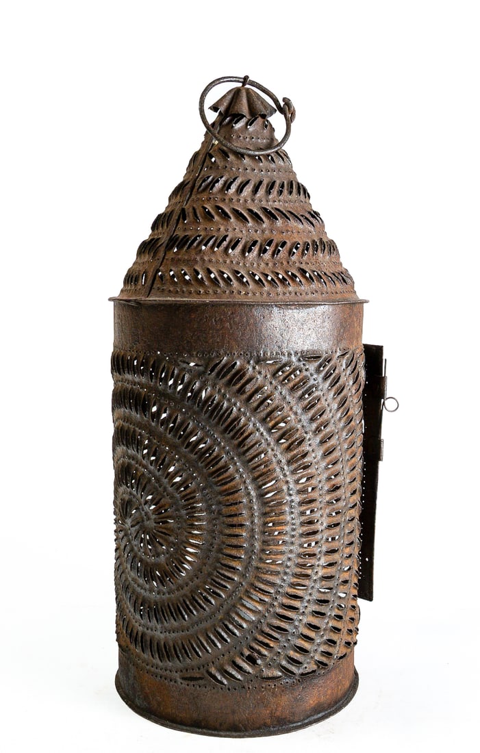LARGE PUNCHED TIN LANTERN. - 4