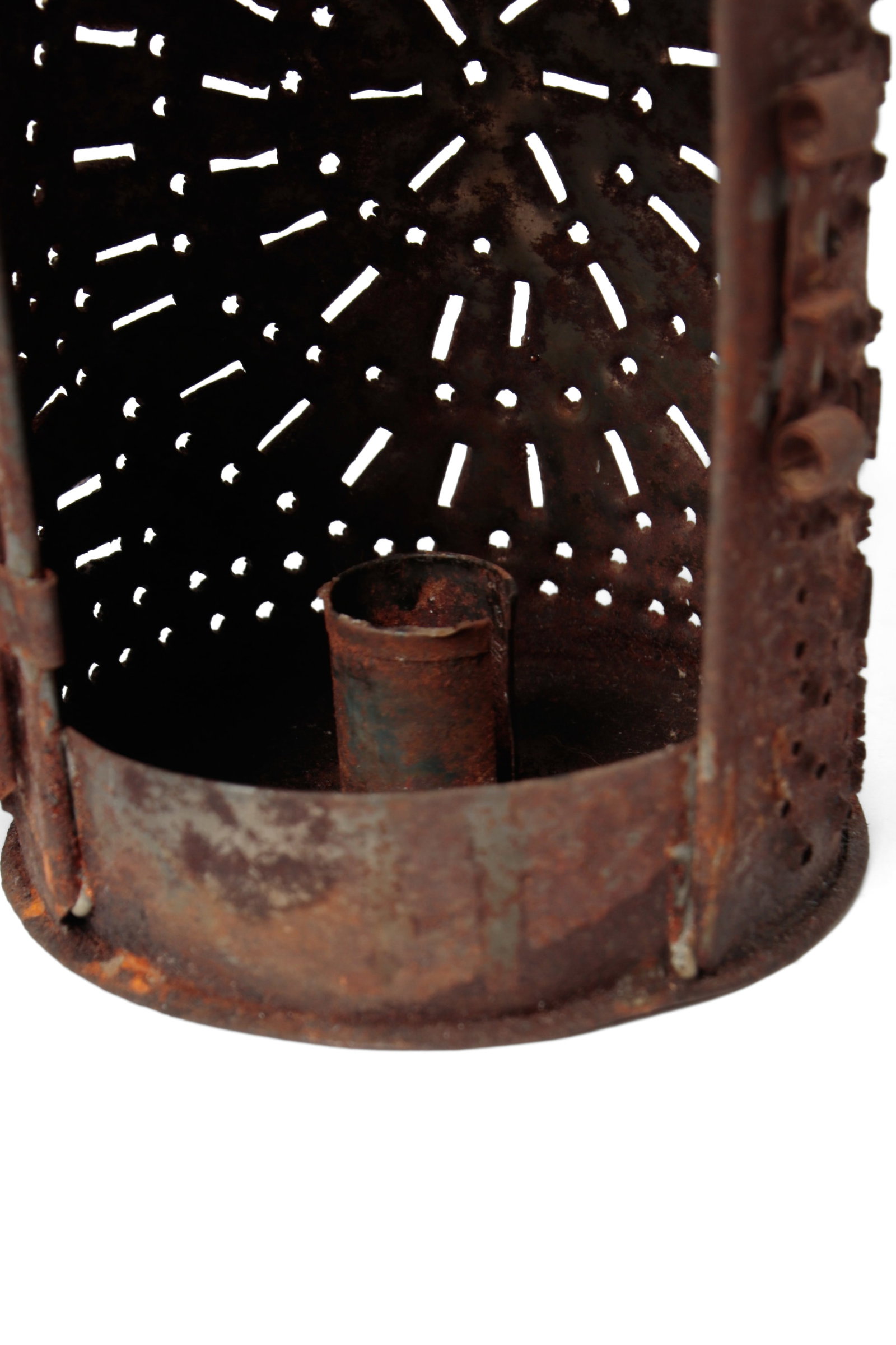 THREE PUNCHED TIN CANDLE LANTERNS. - 16