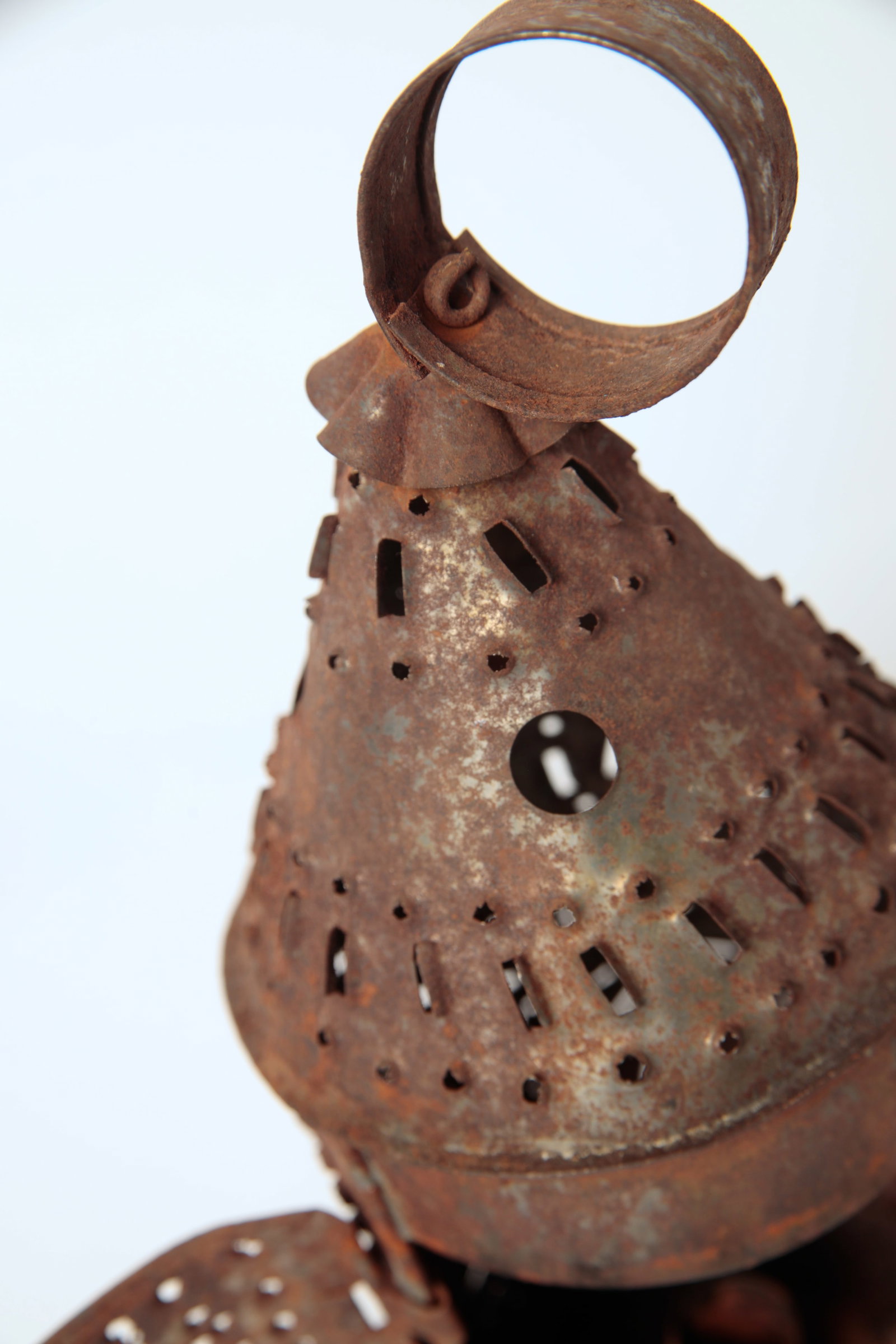 THREE PUNCHED TIN CANDLE LANTERNS. - 17