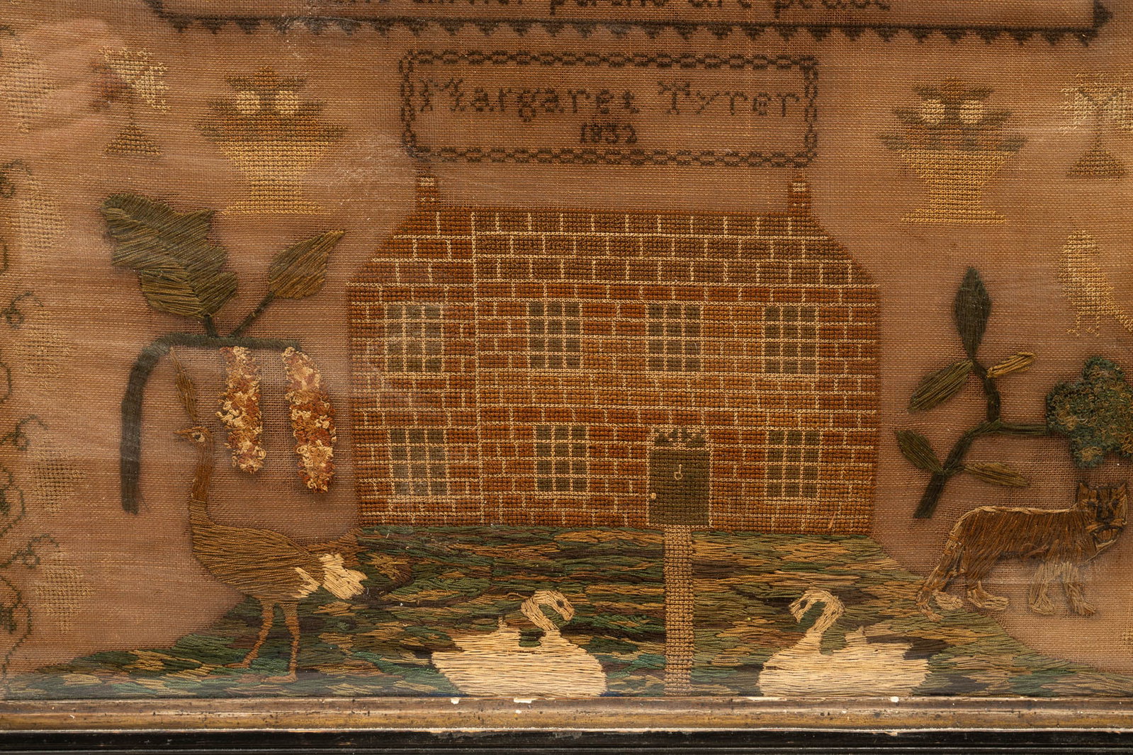 MARGARET TYRER NEEDLEWORK HOUSE SAMPLER, DATED 1832. - 3