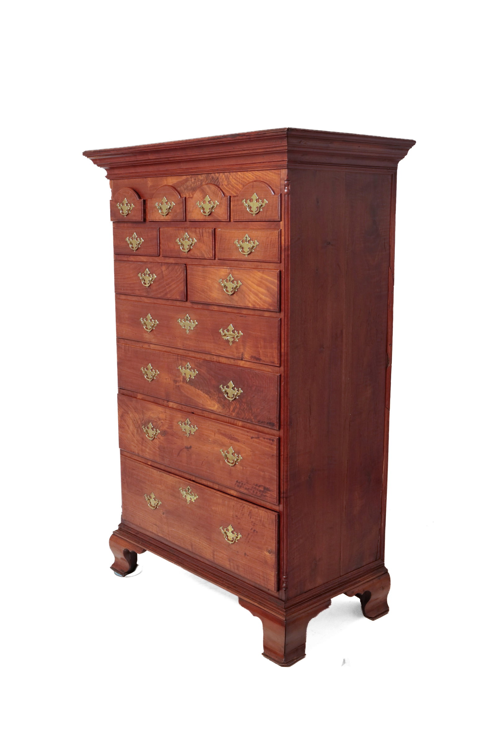 CHIPPENDALE WALNUT TALL CHEST OF DRAWERS. (1 of 6)