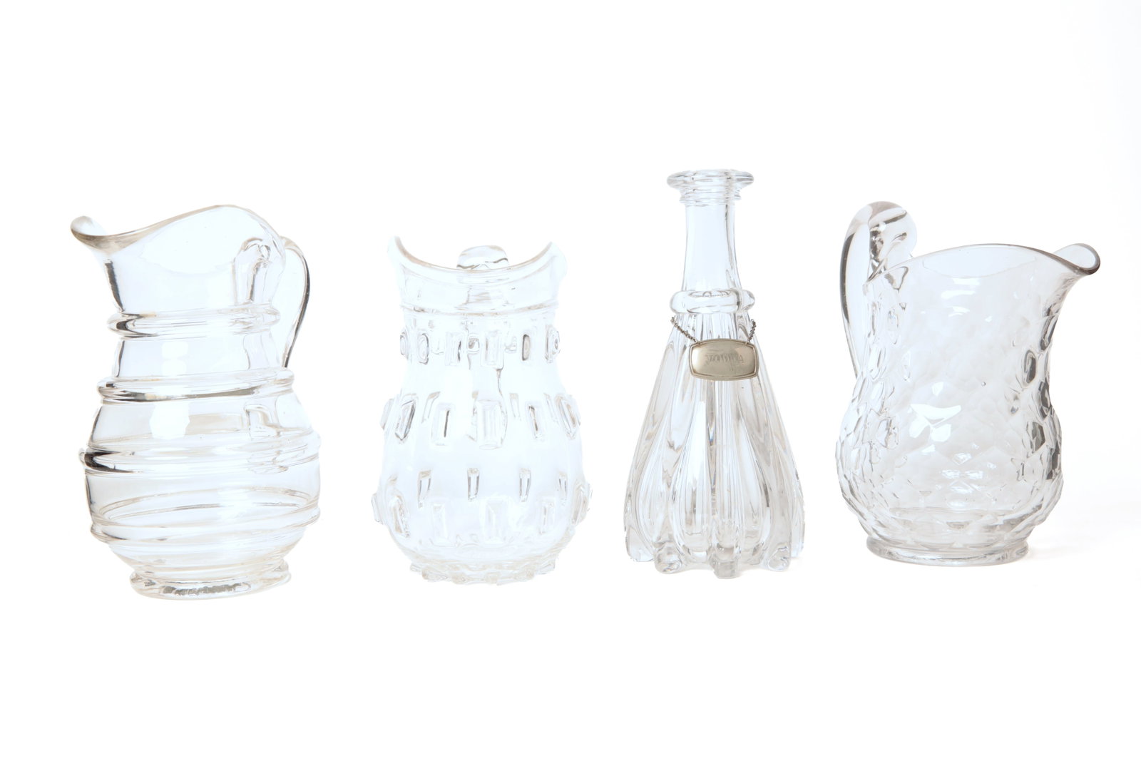 FOUR CLEAR FLINT GLASS ITEMS. - 8