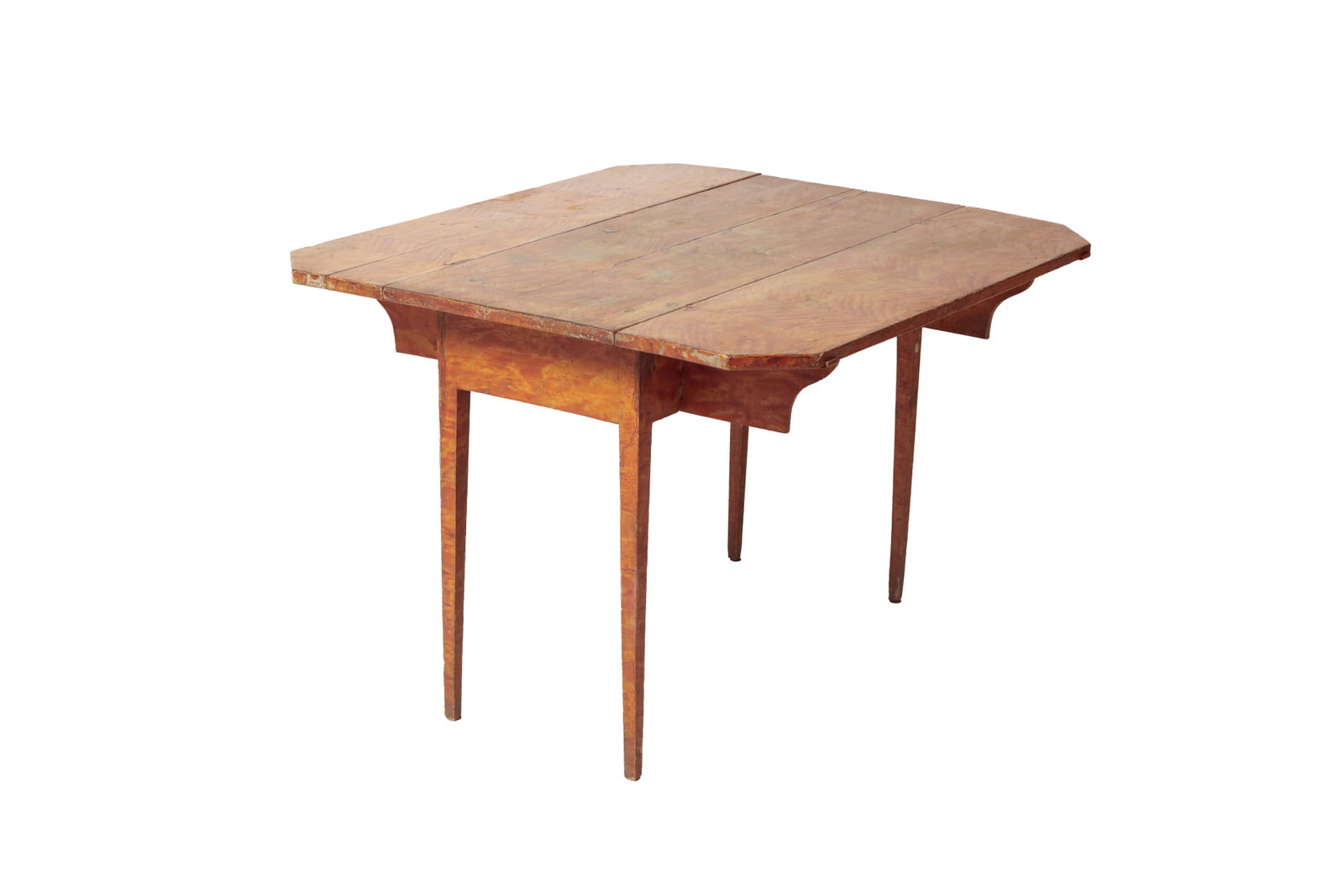 NEW ENGLAND COUNTRY HEPPLEWHITE DROP LEAF TABLE WITH ORIGINAL GRAIN PAINT. (1 of 9)