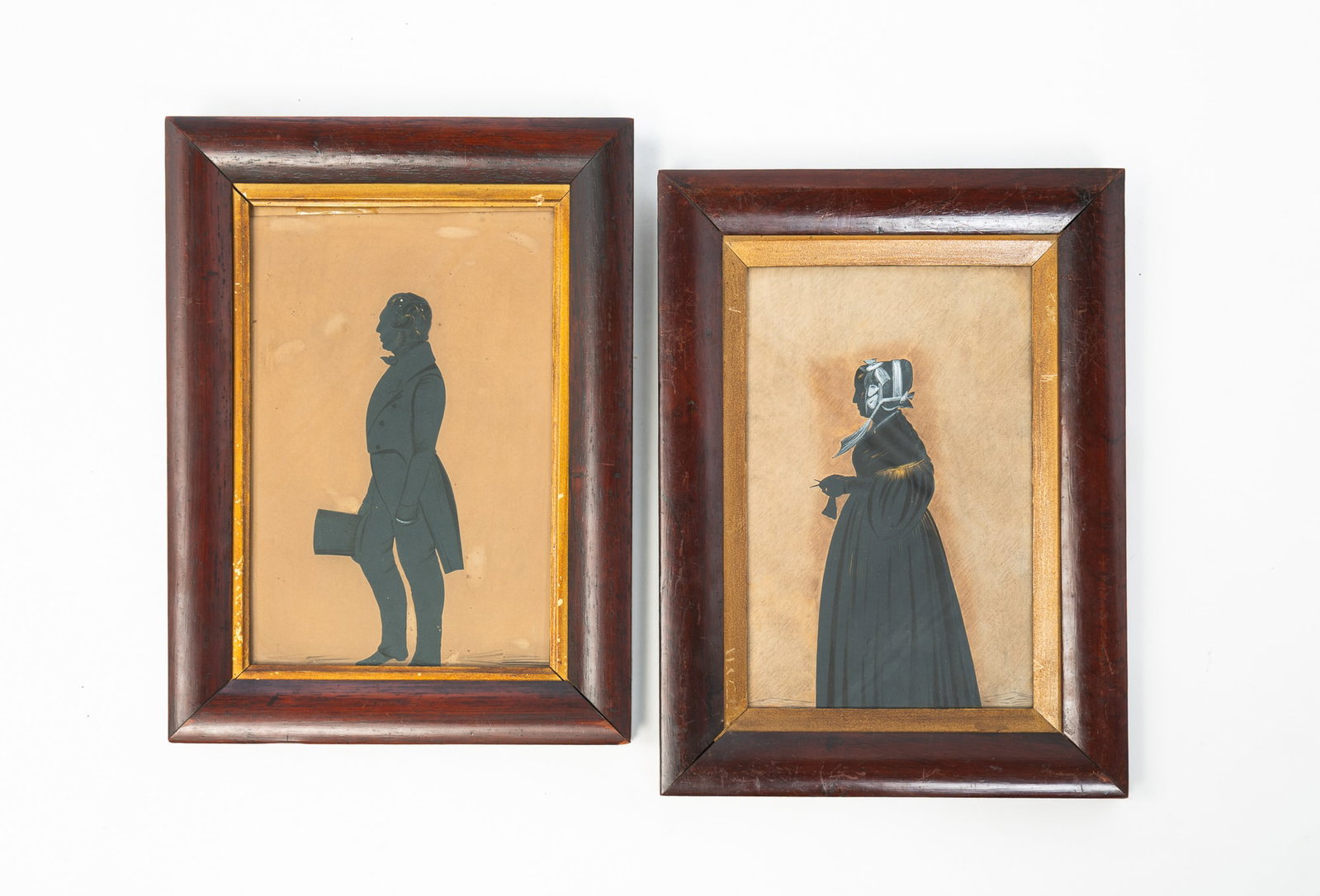 PAIR OF WATERCOLOR SILHOUETTE PORTRAITS OF HUSBAND AND WIFE. (1 of 6)