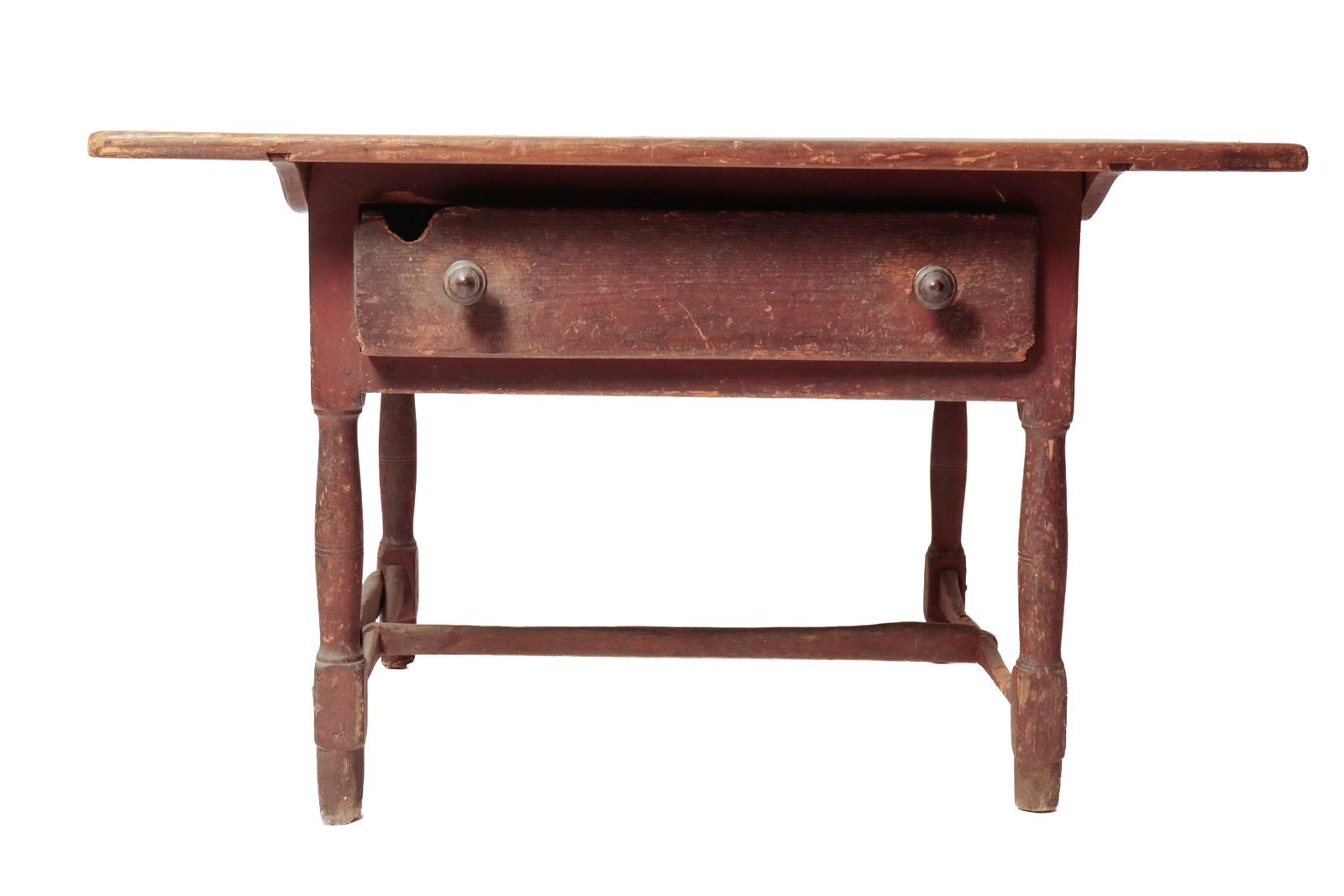 PENNSYLVANIA PIN TOP ONE-DRAWER WORK TABLE WITH ORIGINAL PAINT AND SURFACE. (1 of 7)