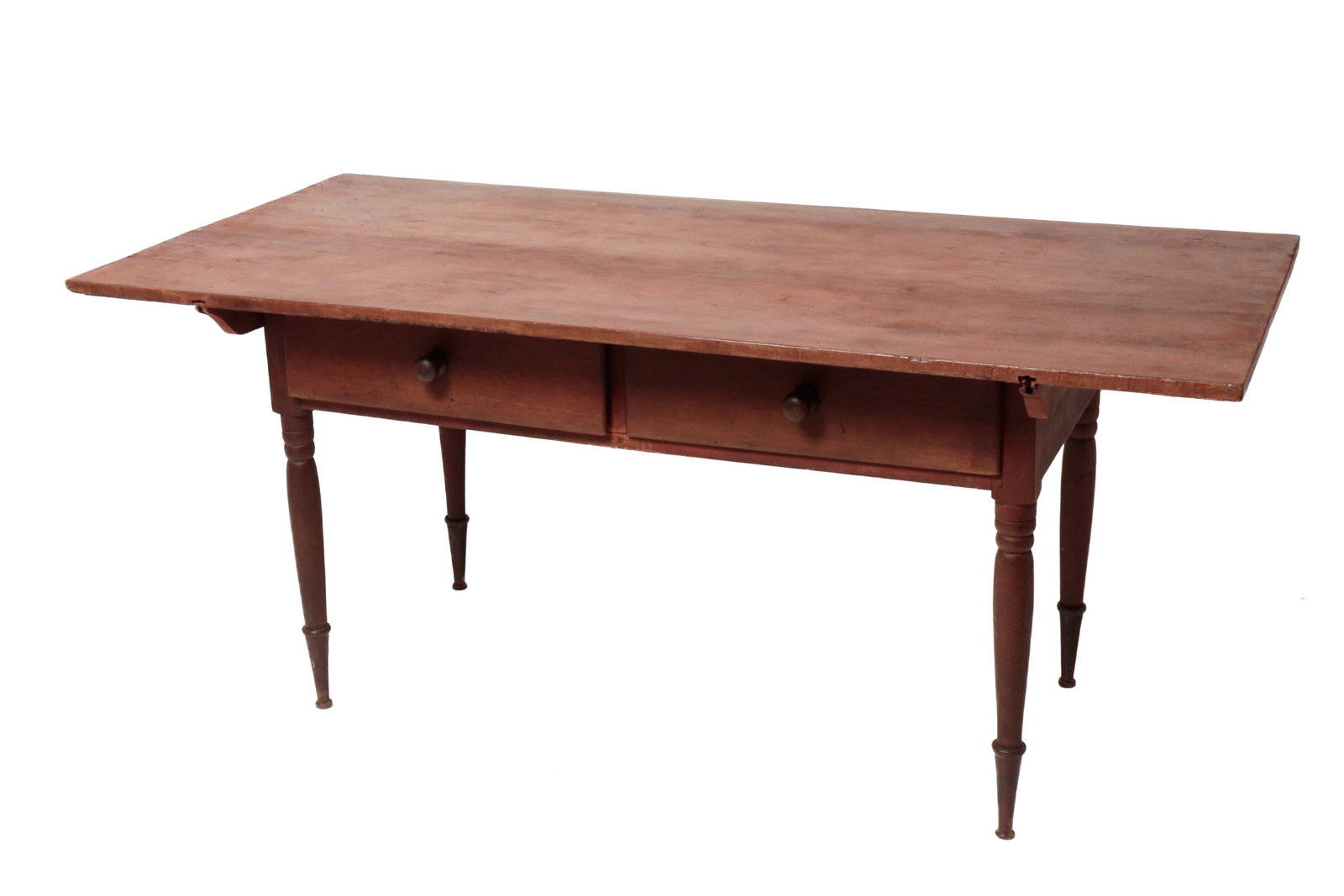 COUNTRY SHERATON PIN TOP TABLE WITH ORIGINAL REDDISH BROWN PAINT. (1 of 8)