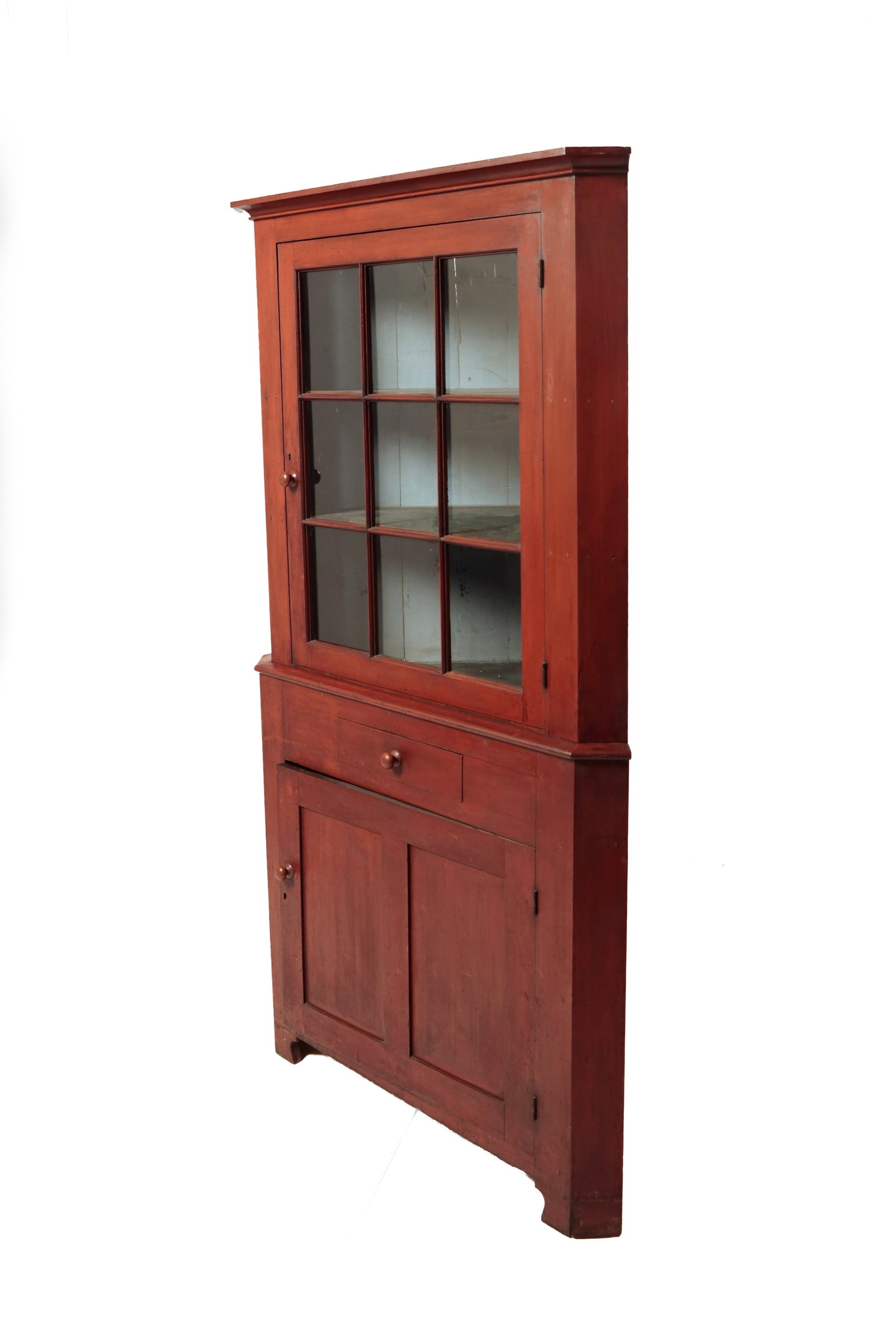 CORNER CUPBOARD WITH ORIGINAL RED PAINT. (1 of 11)