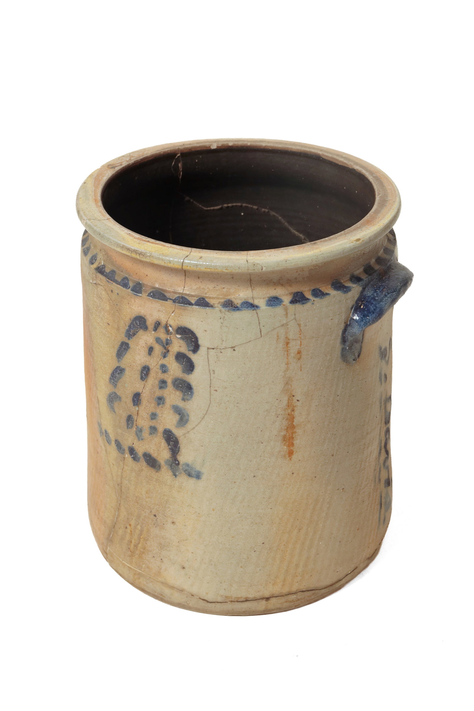 OHIO STONEWARE EIGHT-GALLON JAR WITH FREEHAND COBALT DECORATION, LETTERED "S. DAVIS.". (1 of 18)