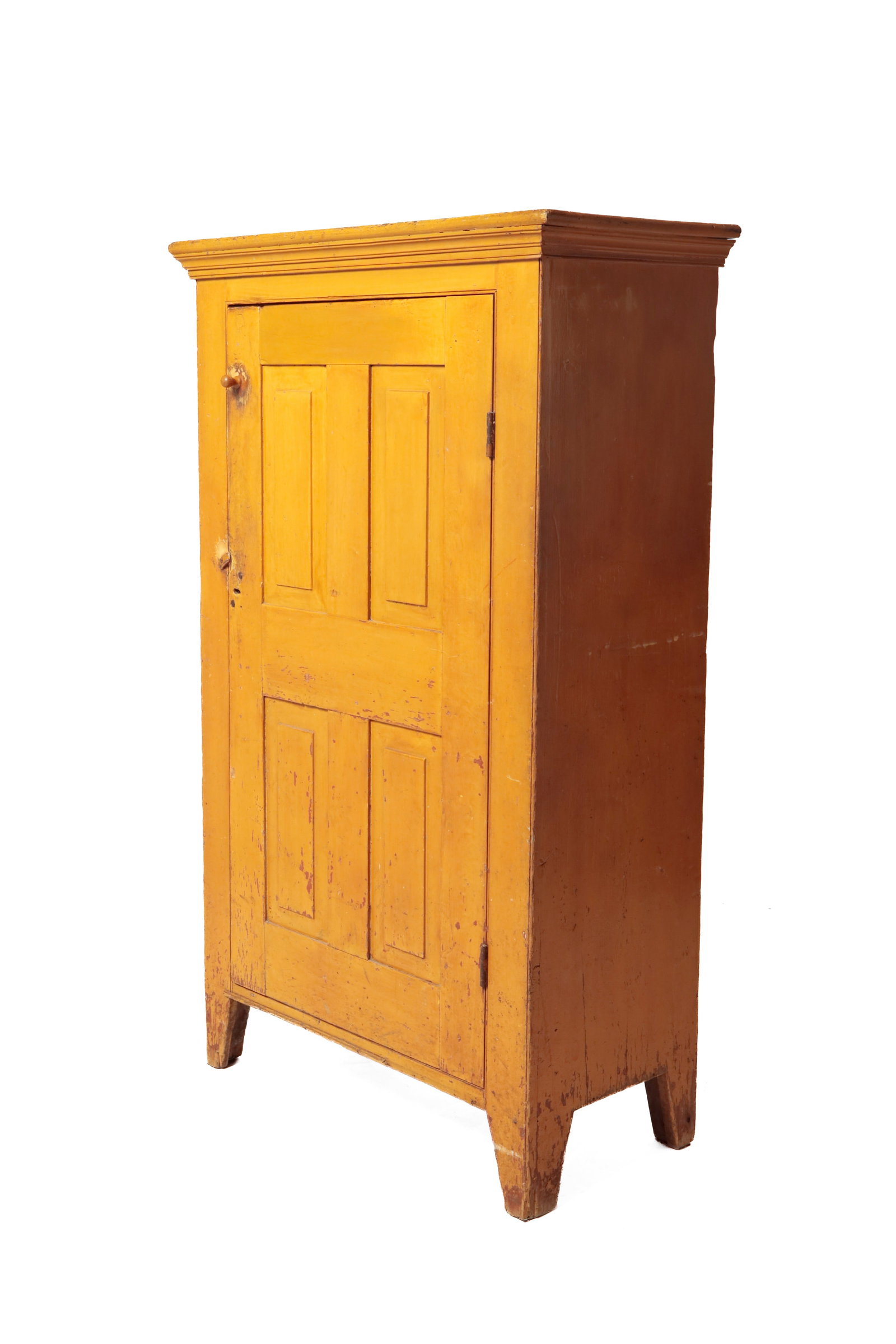 NEW ENGLAND CUPBOARD WITH ORIGINAL MUSTARD YELLOW PAINT. (1 of 10)