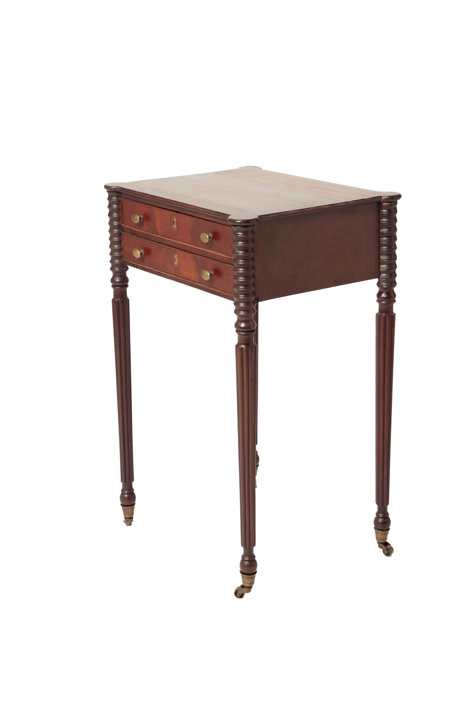 NEW ENGLAND SHERATON TWO-DRAWER STAND. (1 of 9)