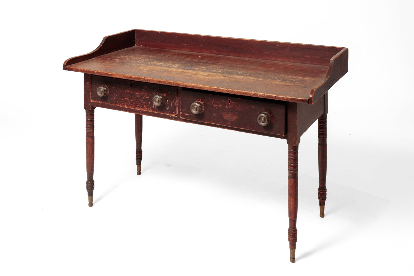 NEW ENGLAND SHERATON WORK TABLE WITH ORIGINAL DARK FINISH. (1 of 10)