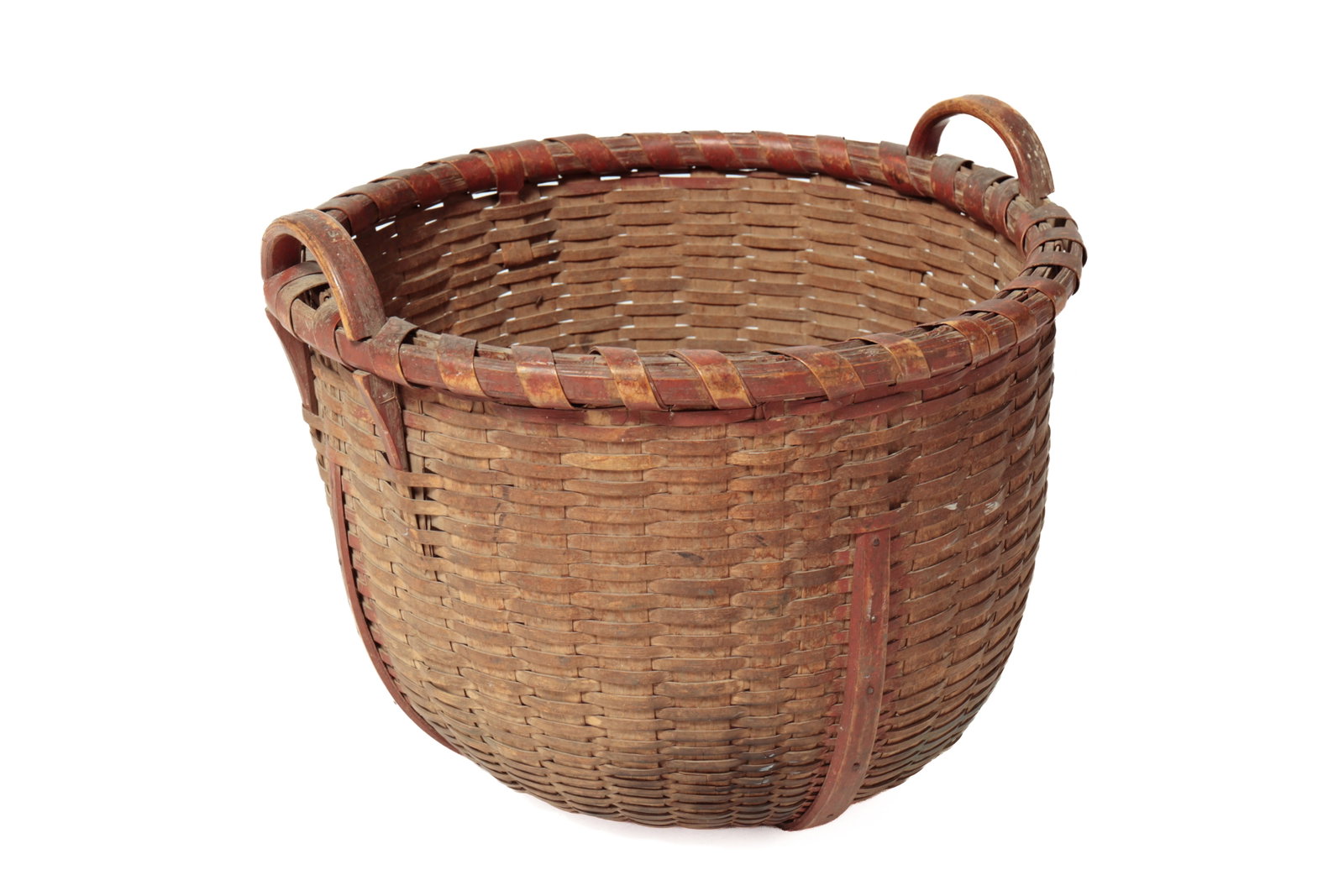 LARGE HANDLED BASKET WITH ORIGINAL PAINT, SIGNED "E. BATES". (1 of 10)