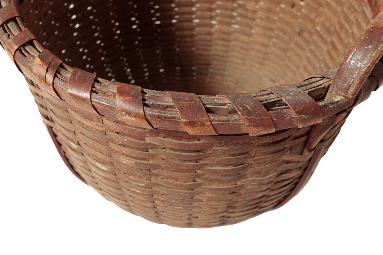 LARGE HANDLED BASKET WITH ORIGINAL PAINT, SIGNED "E. BATES". - 8
