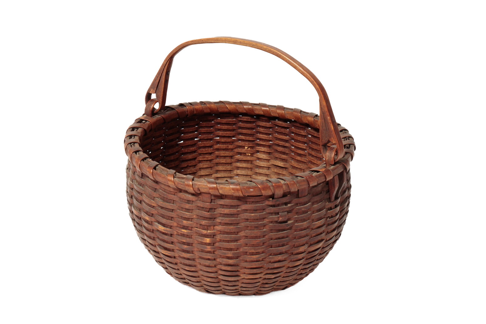 SWING HANDLE WOVEN SPLINT BASKET. (1 of 10)