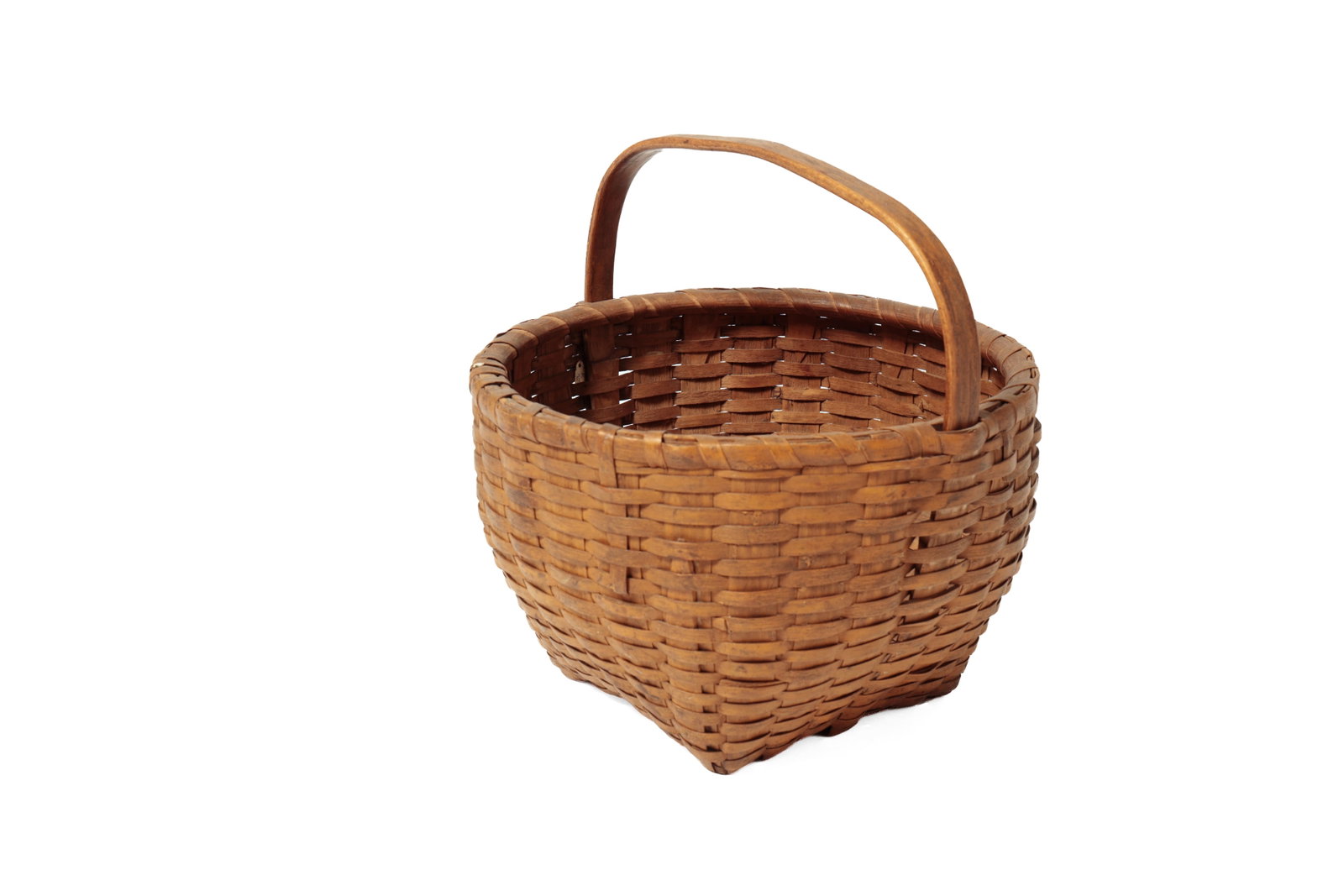 LARGE PAINTED HANDLED CAT’S HEAD BASKET. (1 of 8)