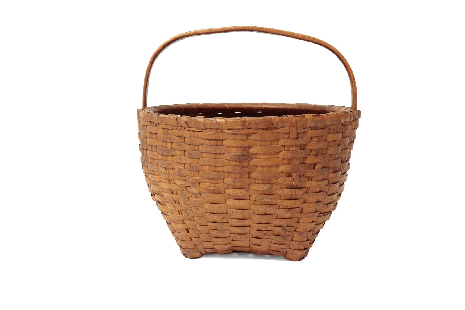 LARGE PAINTED HANDLED CAT’S HEAD BASKET. - 2